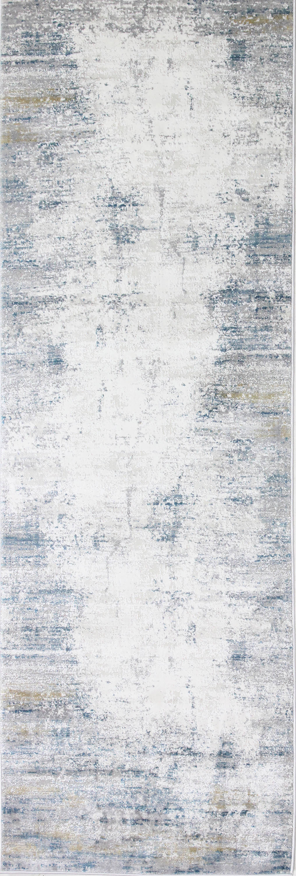 Bashian 649652293554 3 X 8 (ft) Ivory/Blue Indoor Abstract Mid-century Modern Runner Rug