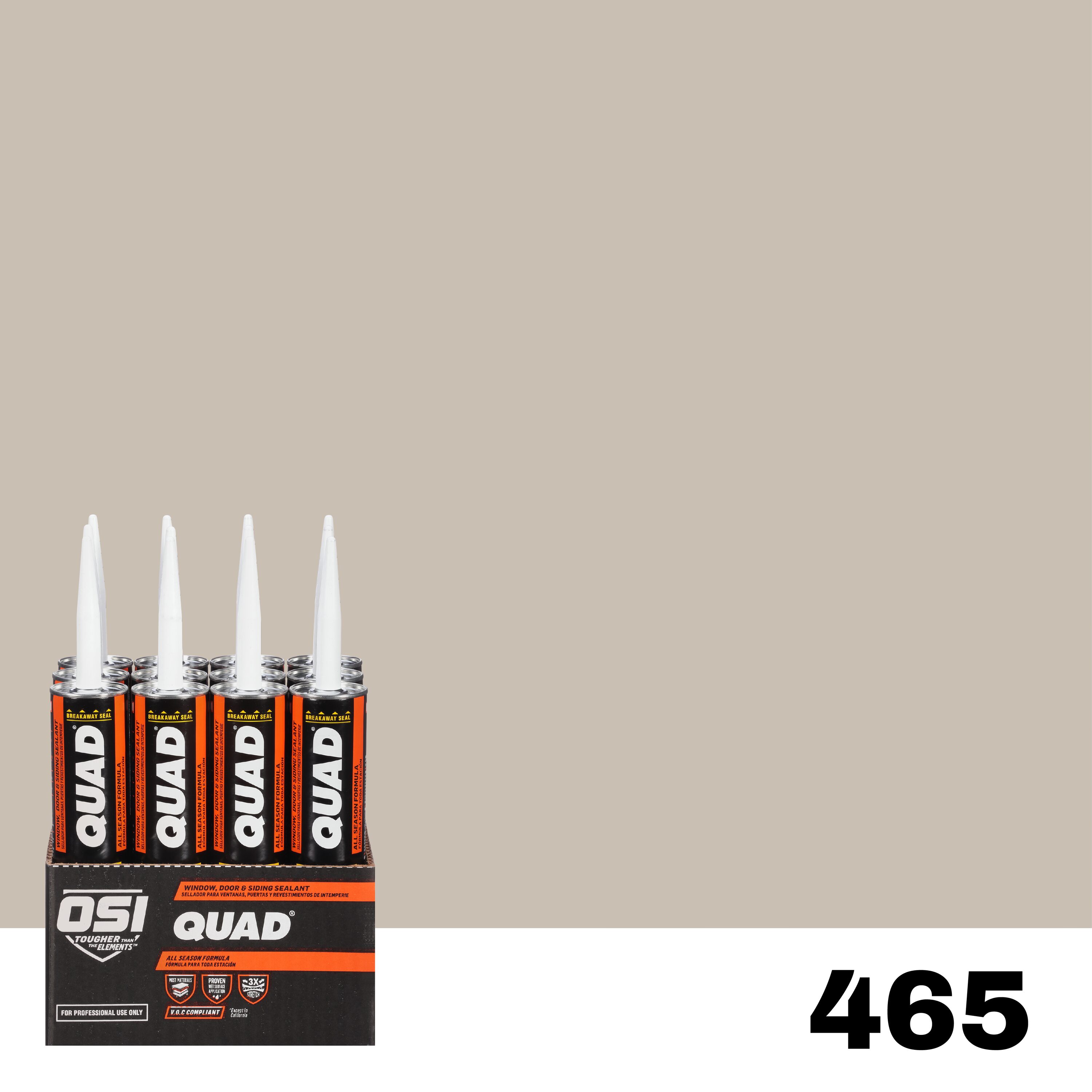 OSI 1637235 Quad 12 -Pack 10-oz Window door Clay 465 Paintable Solvent Caulk