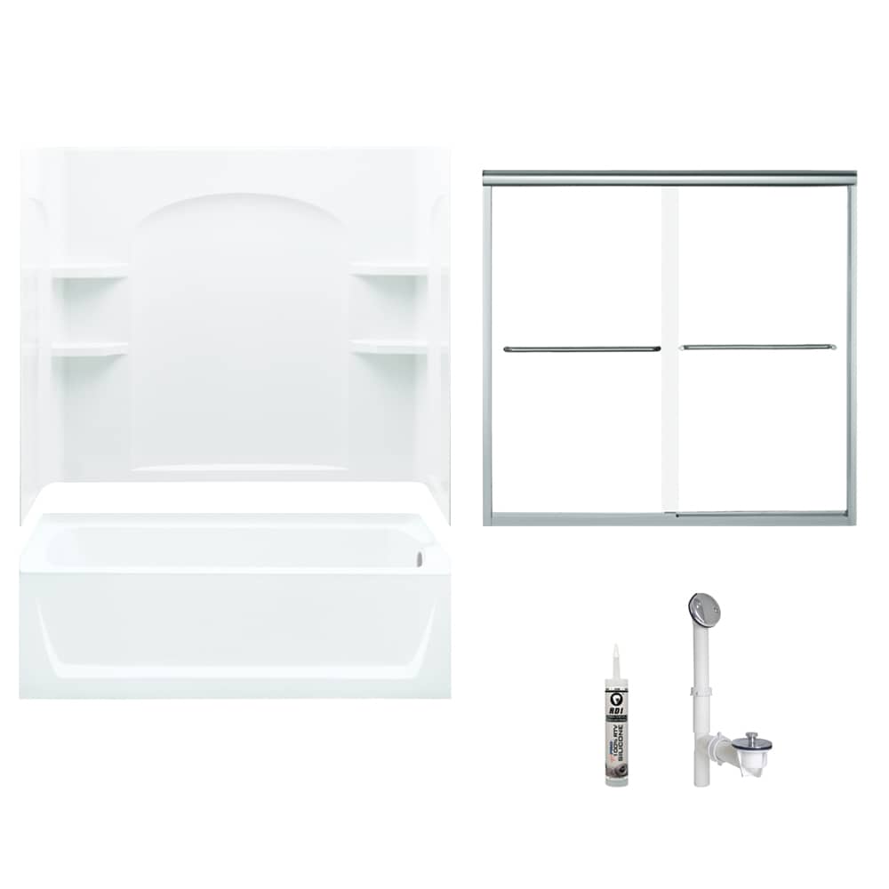 Ensemble 32-in x 60-in x 73-in White 5-Piece Bathtub and Shower Combination Kit (Right Drain) Drain Included | - Sterling 7122R-5405SC-0