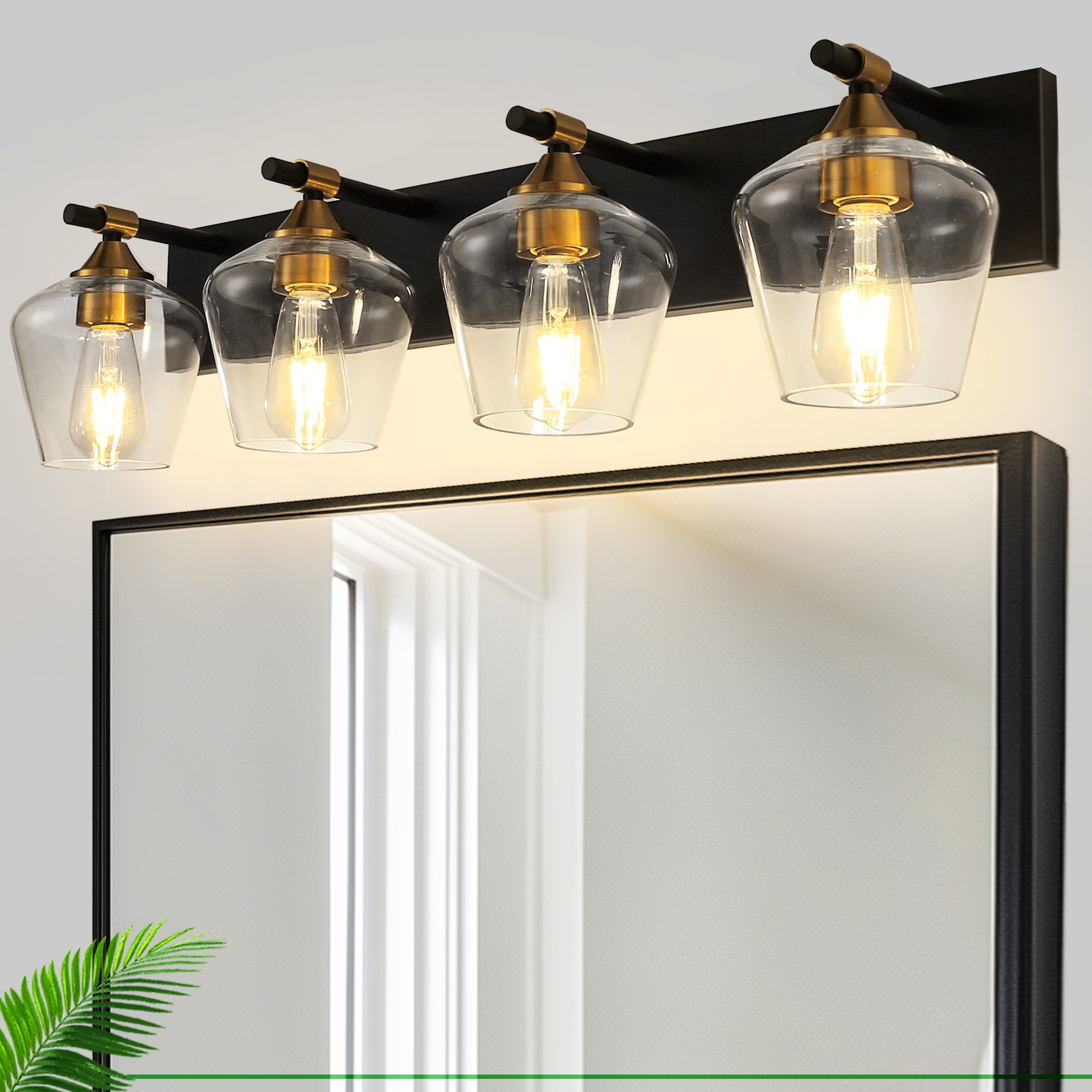 YANSUN LA-JQ33001DGB-1A 30.3-in 4 -Light Matte Black Industrial Vanity light
