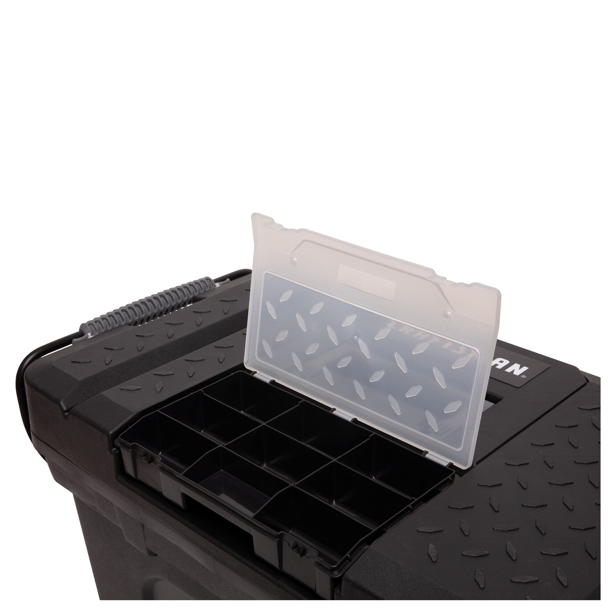 26 in. Plastic Portable Tool Box with Metal Latches in Black - Venue  Marketplace