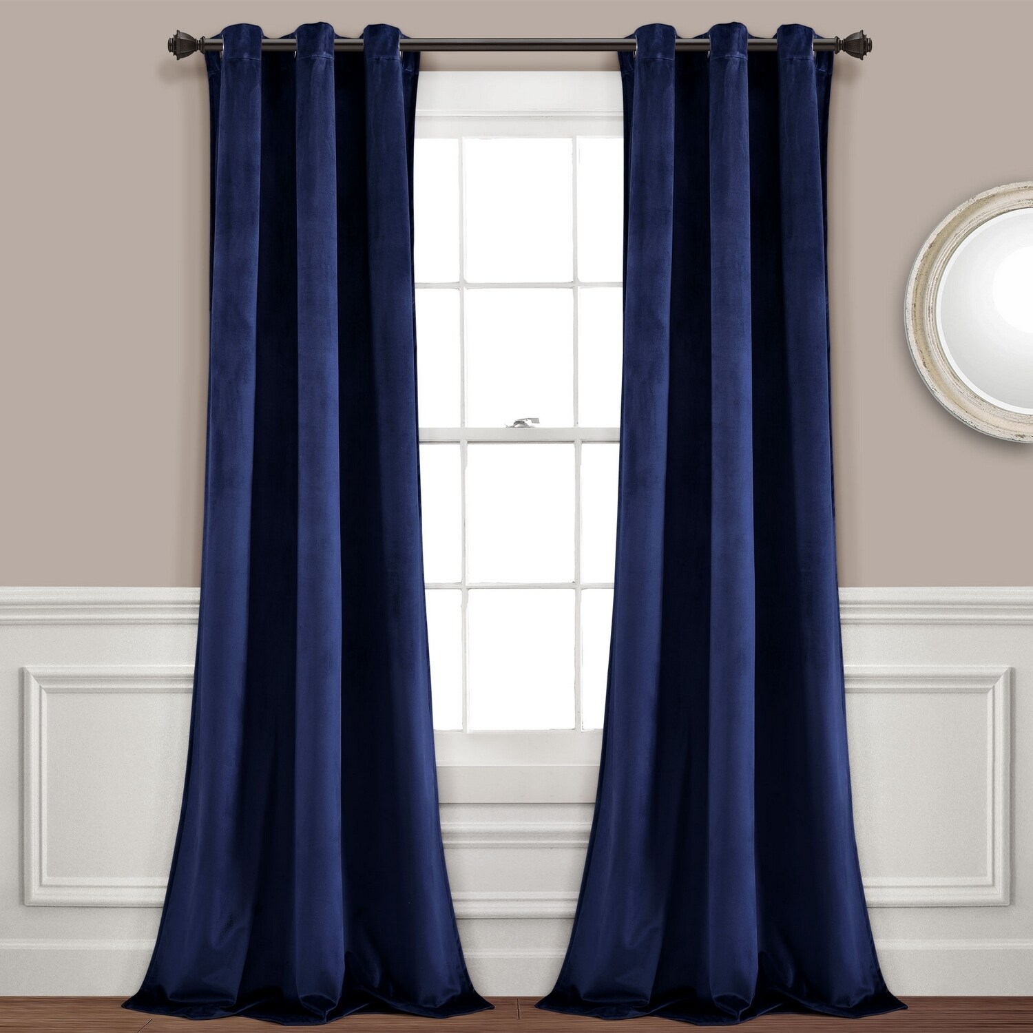 Lush Decor PRIMA VELVET SOLID LIGHT FILTERING-WP-NAVY-PAIR-38X95