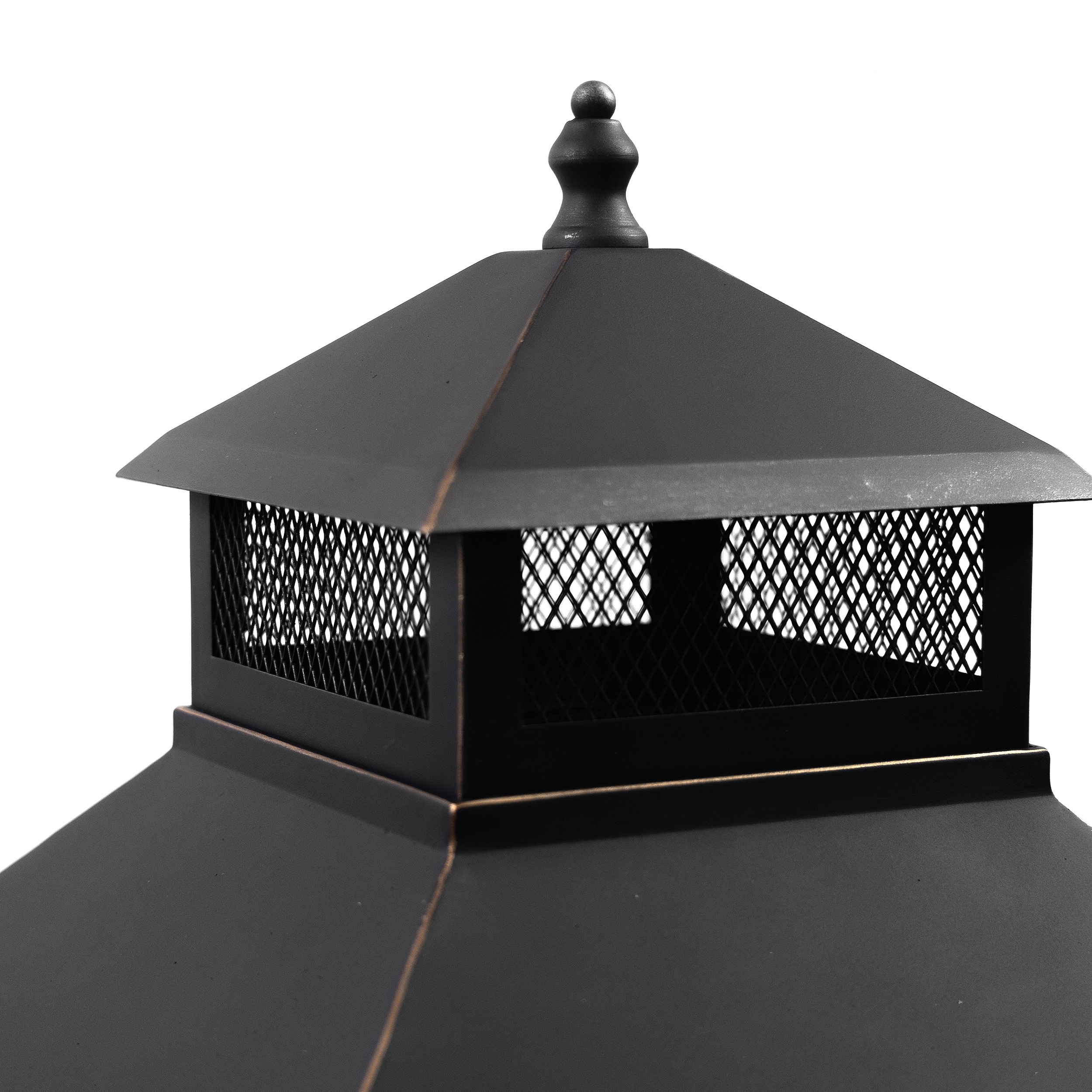 Black Steel Wood Burning Fire Pit with Log Storage