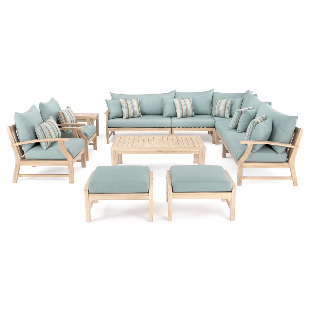 RST Brands OP-AWEC11-KPR-BLS-K Kooper 11-Piece Patio Conversation Set with Blue Sunsharp Cushions