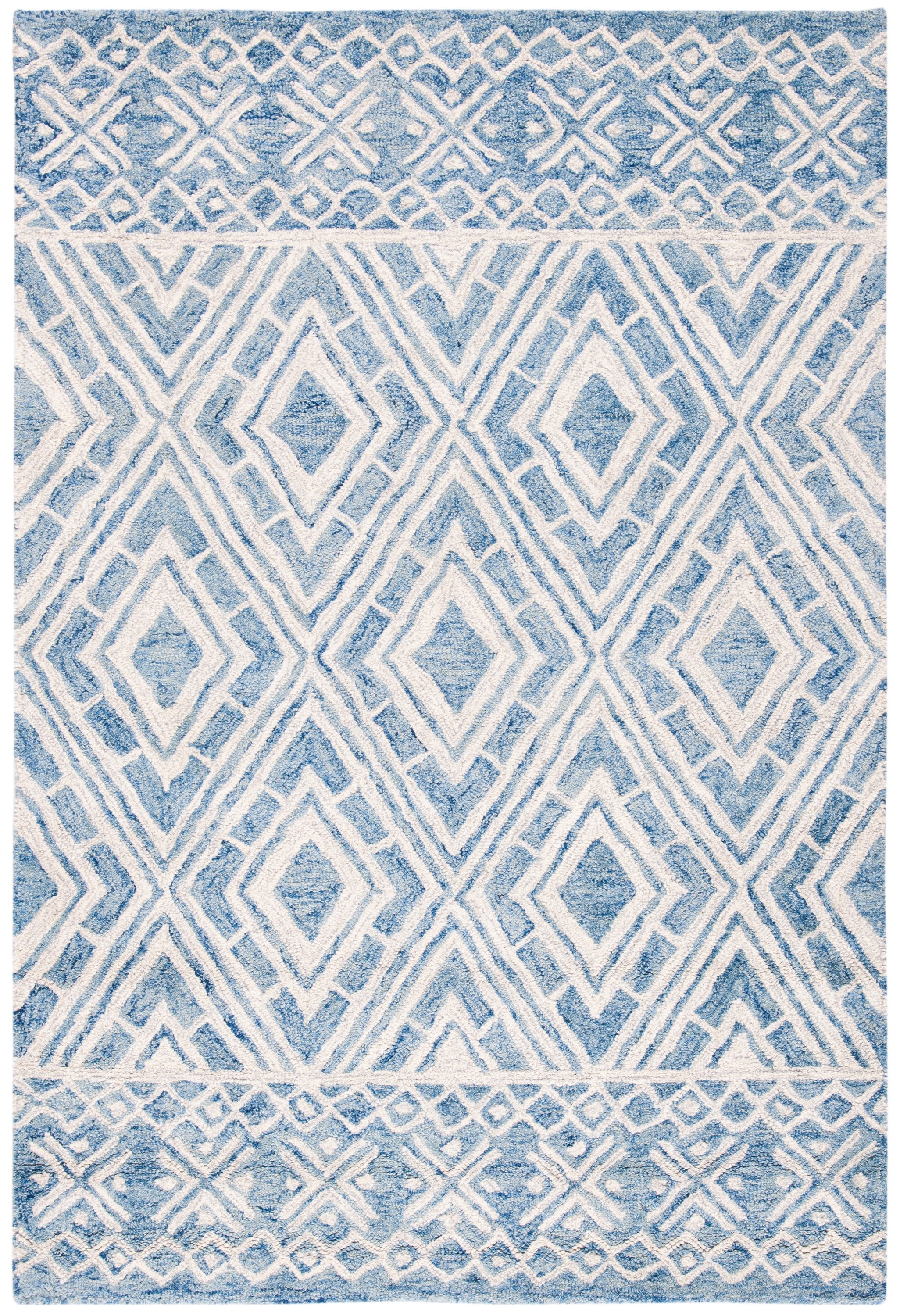 Elegant Blue Wool 4'x6' Hand-Tufted Rectangular Area Rug