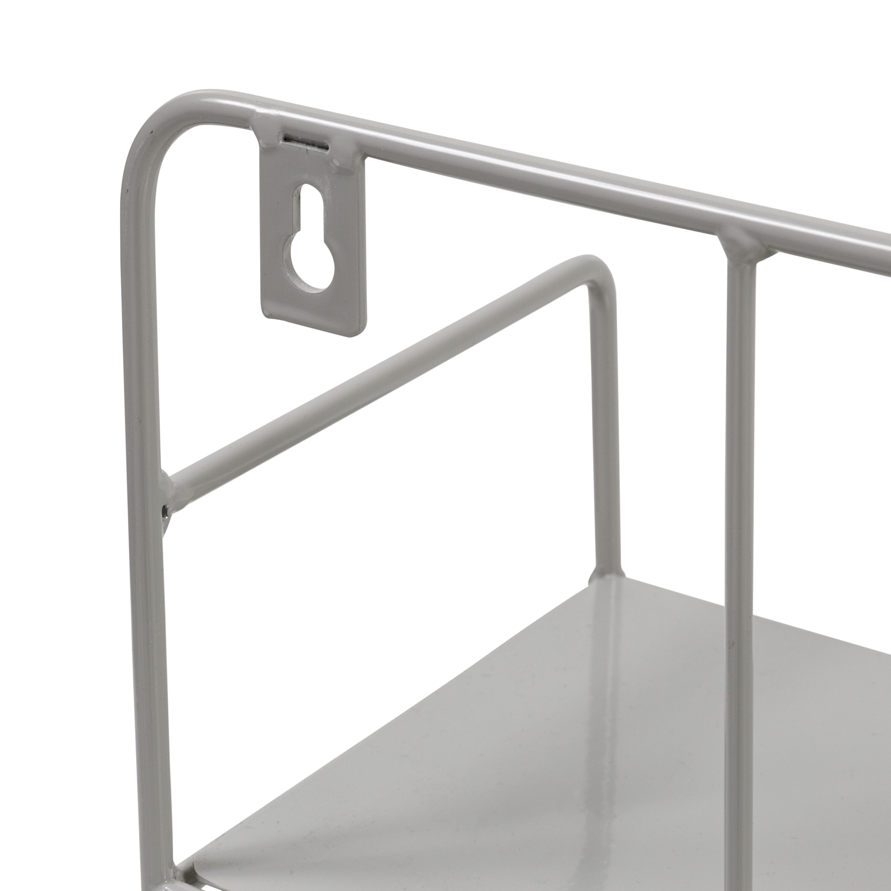 Gray Steel 2-Tier Wall Shelf with Curved Design
