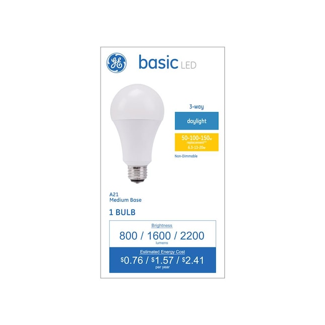 Ge Basic 100 Watt Eq A21 Daylight 3 Way, Can You Use A Regular Led Bulb In 3 Way Lamp