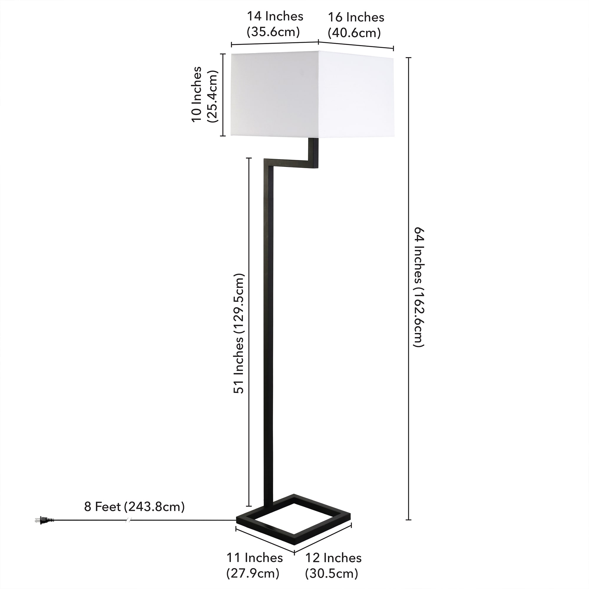 Xavier Voice-Controlled 64" Floor Lamp in Blackened Bronze with White Shade