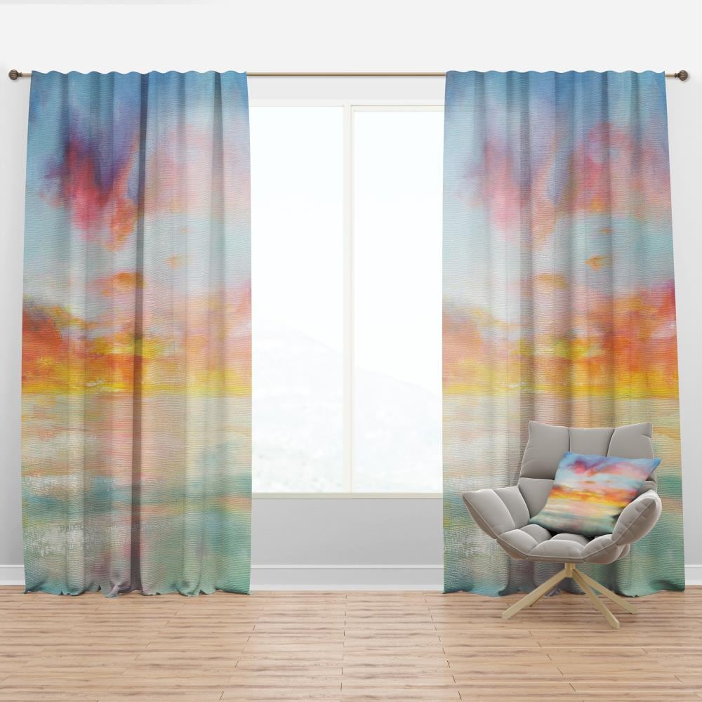 Designart CTN30115-52-63 63-Inches Blue Abstract Room darkening Thermal lined Rod pocket Single curtain panel