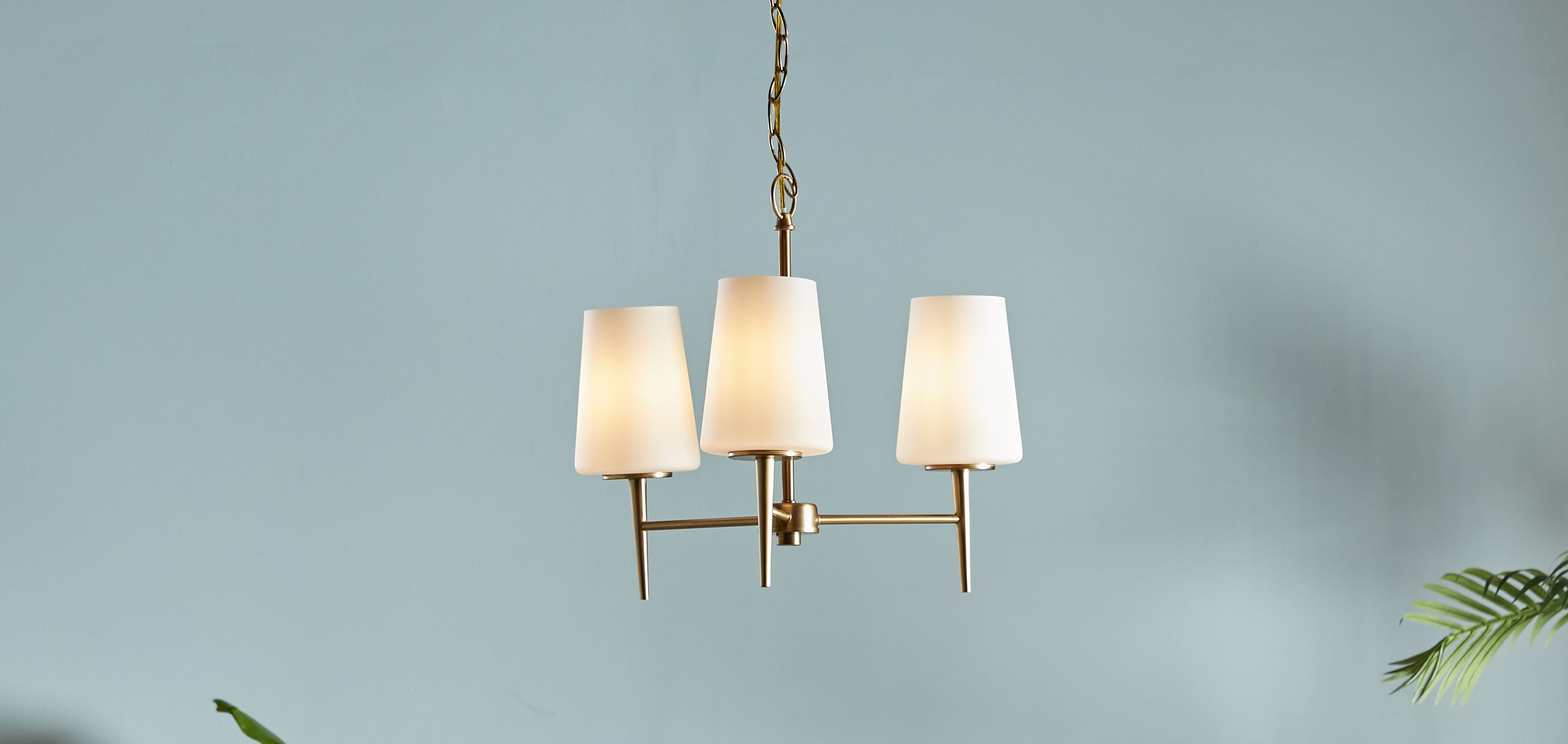 Driscoll Satin Brass and Opal Glass 3-Light Chandelier