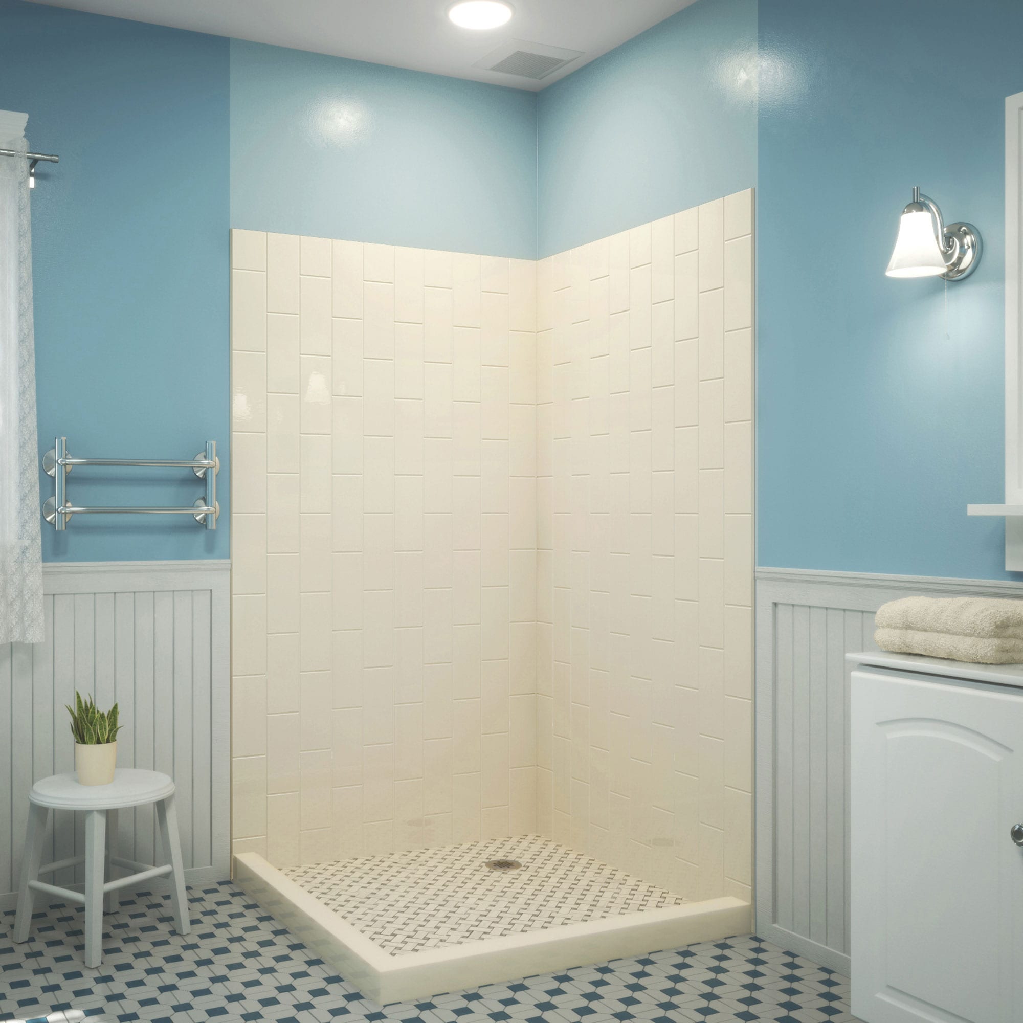 DreamLine SHBW-1541760-22 QWALL-VS 42-in W x 42-in D x 76-in H Biscuit 2.0 -Piece Glue Up Shower corner wall panel