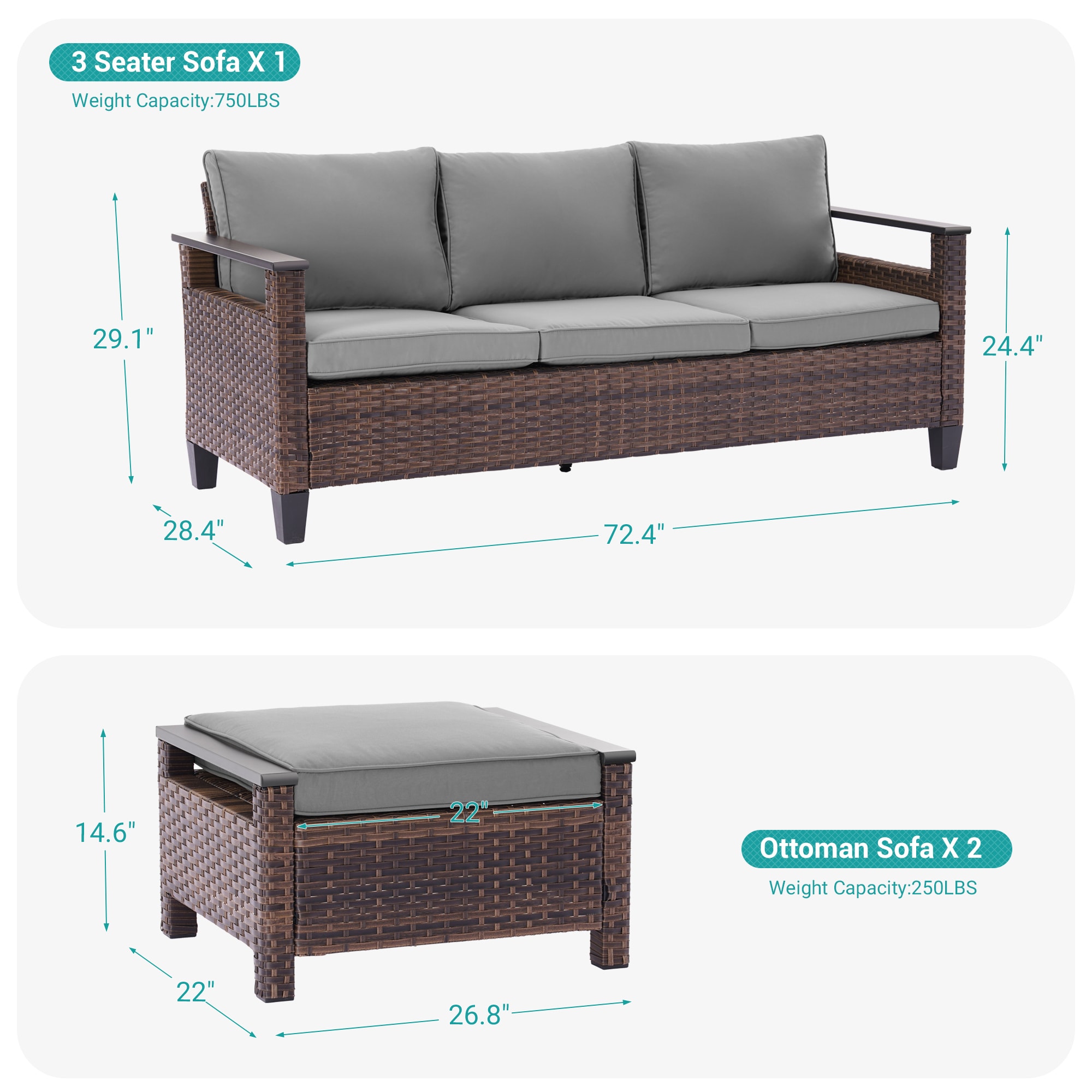 ACEGOSES LW-PS-126S1BGY Patio-Conversation-Sets - View #3