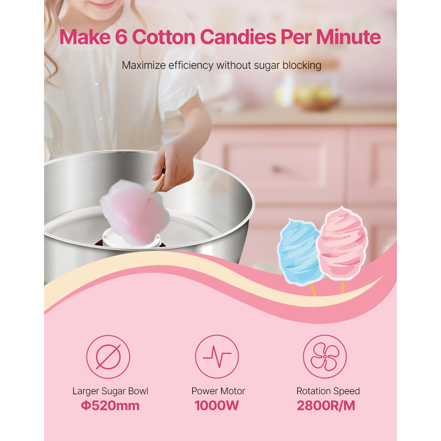 VEVOR SCTSDRMHTJHS11375V1 Cotton-Candy-Makers - View #2