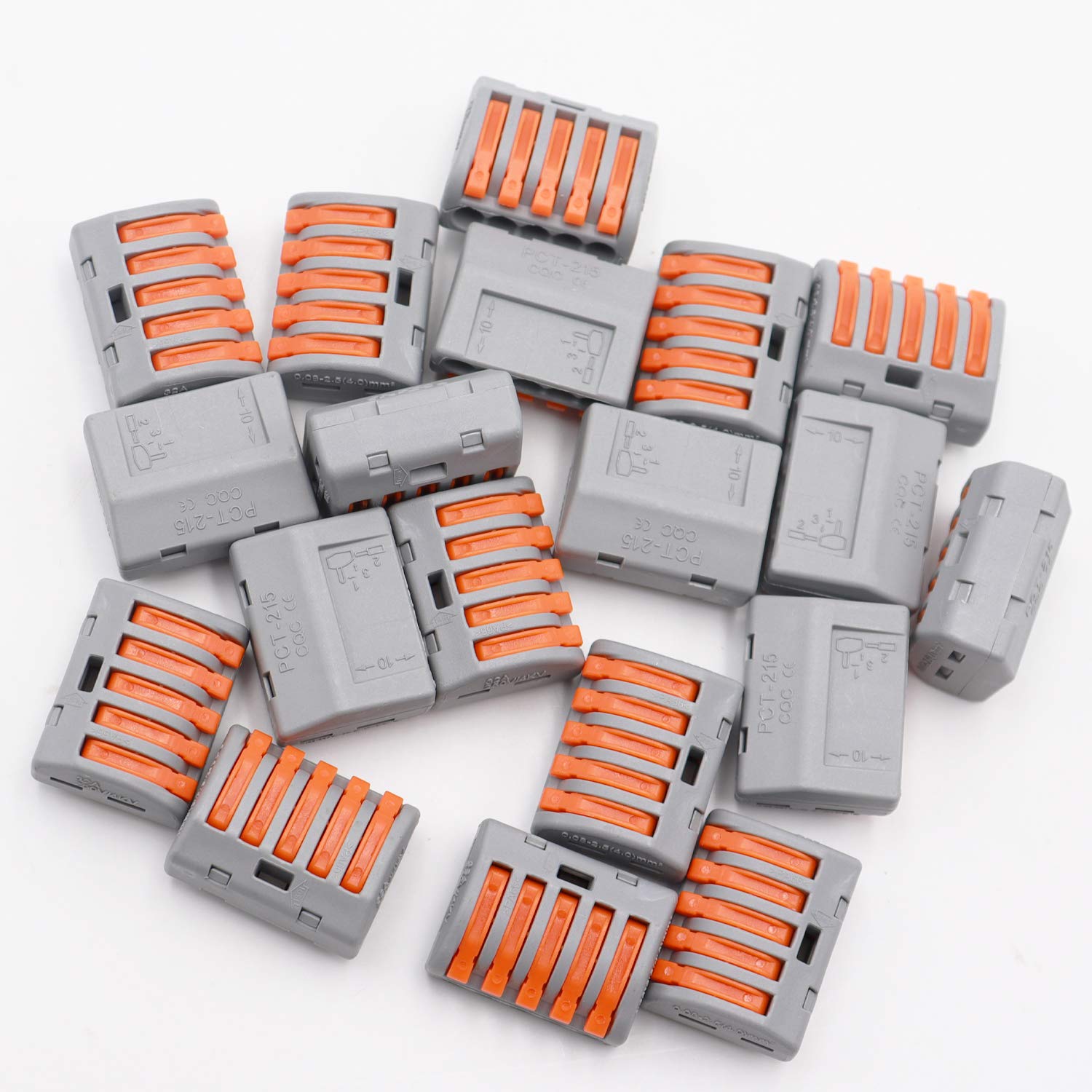 Afoxsos 25 Pcs 5 Port Lever Nut Conductor Compact Wire Connectors for ...
