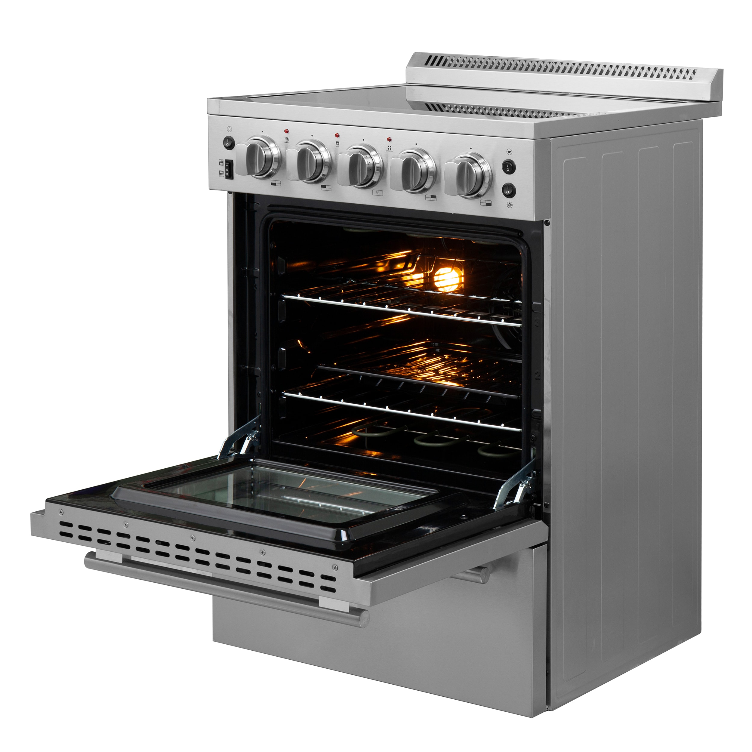FORNO Loiano 24-in Glass Top 4 Burners 2.3-cu ft Freestanding Electric  Range (Stainless Steel) in the Single Oven Electric Ranges department at