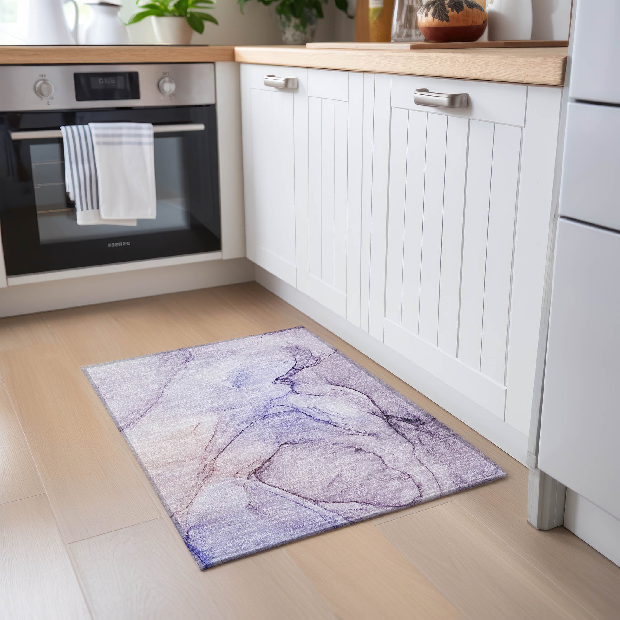 Purple Watercolor Pattern Machine Washable Area Rug