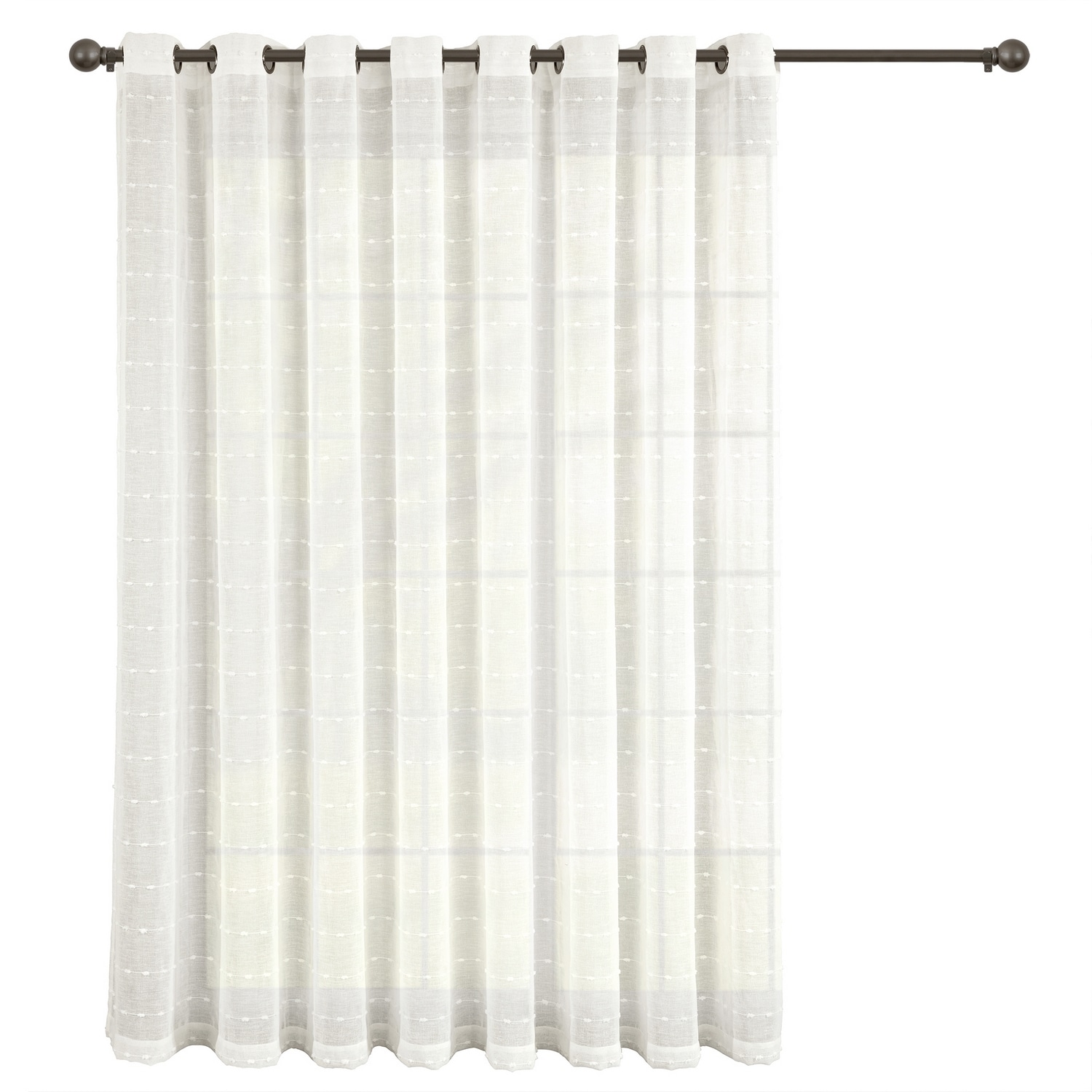 Extra Wide White Sheer Grommet Curtain Panel for Large Windows