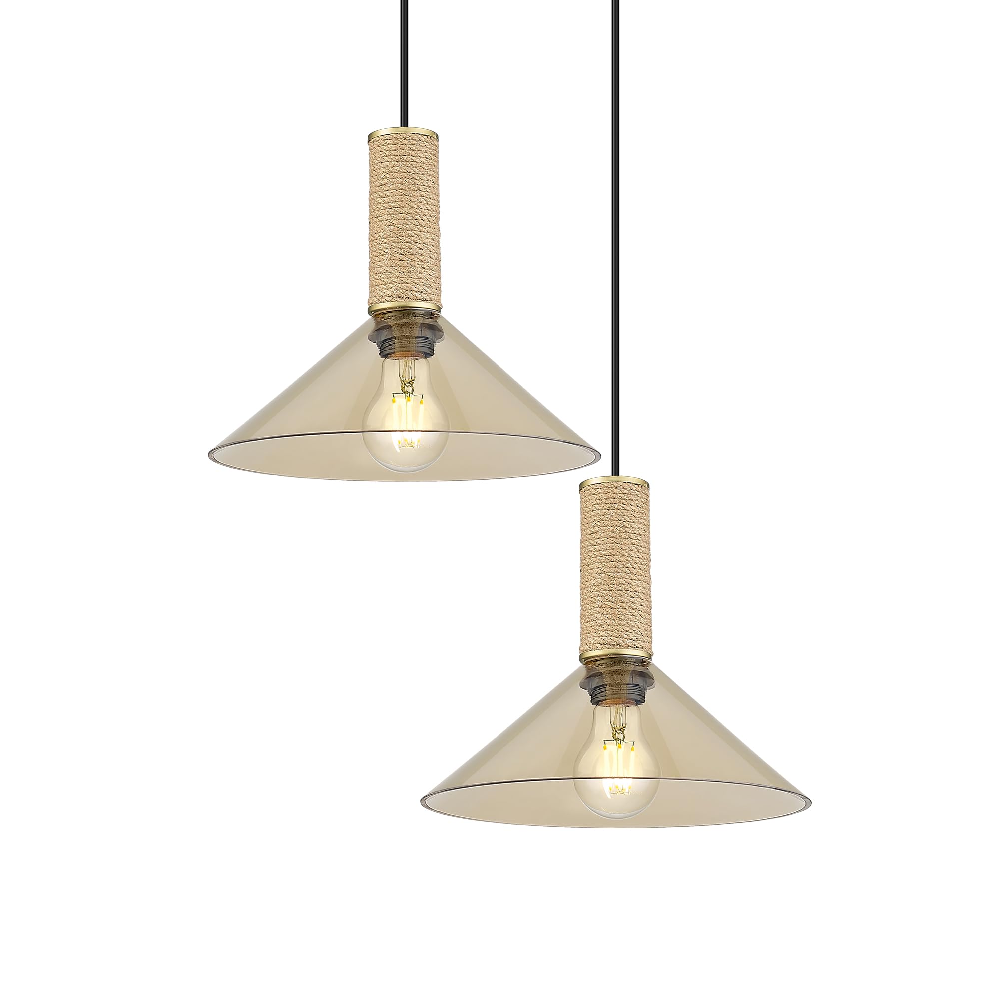 LTMATE LS4FG72MIL-2 GB JAZAVA Antique Brass Farmhouse Clear glass Cone Medium Hanging Pendant light