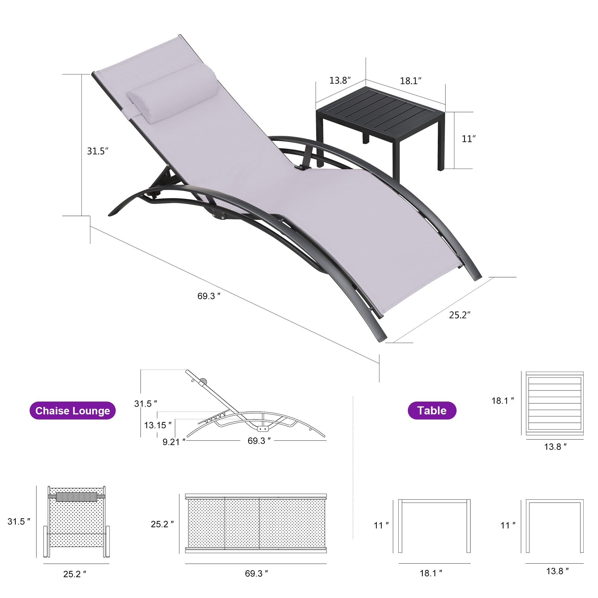 PURPLE LEAF LSMCLS01-LG-4PC Patio-Chairs - View #8