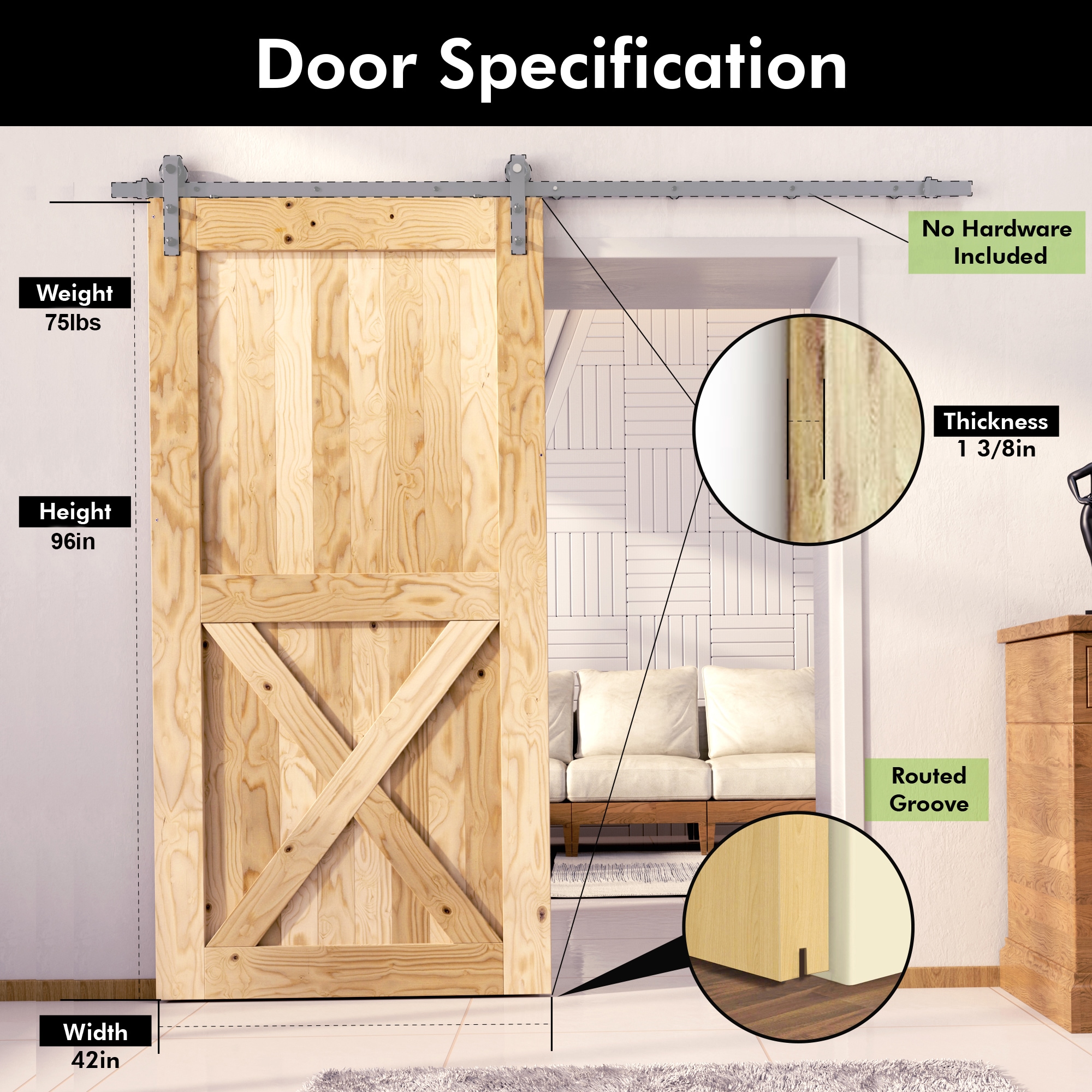 HOMACER HOMDR-4296-F Barn-Doors - View #7
