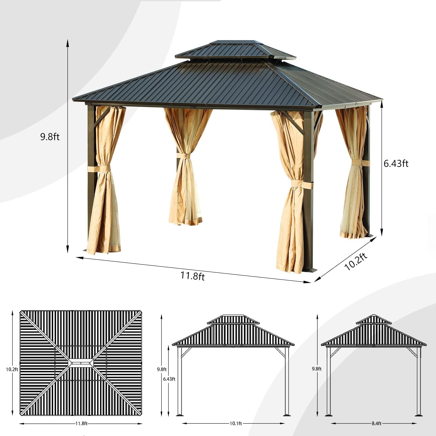 Aoodor A090-PBNBN Wood-Resin-Gazebos - View #2