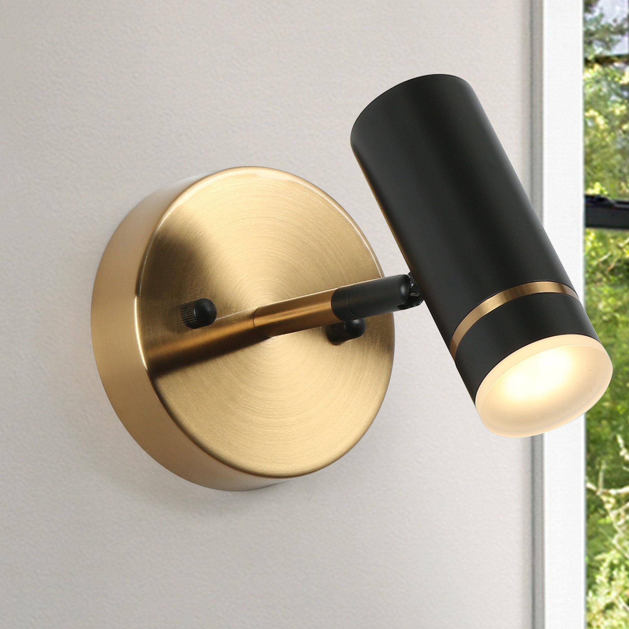 ZEVNI L3FQ67RZW4423SM7 Daron 4.7-in W 1 -Light Matte Black Integrated LED Wall Sconce