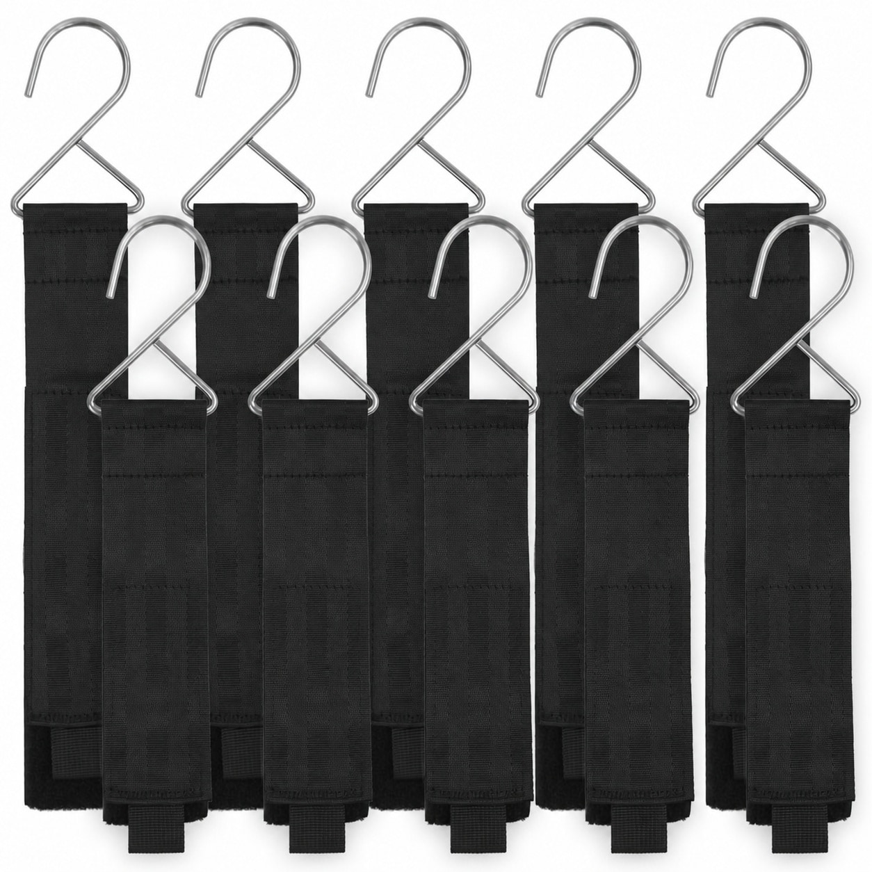 Ahfiwaso LS Brand Extension Cord Holder Storage Straps with Metal Hooks 10 pack Heavy Duty Garage Organizer for Hose Rope Cable and Tool Hanger