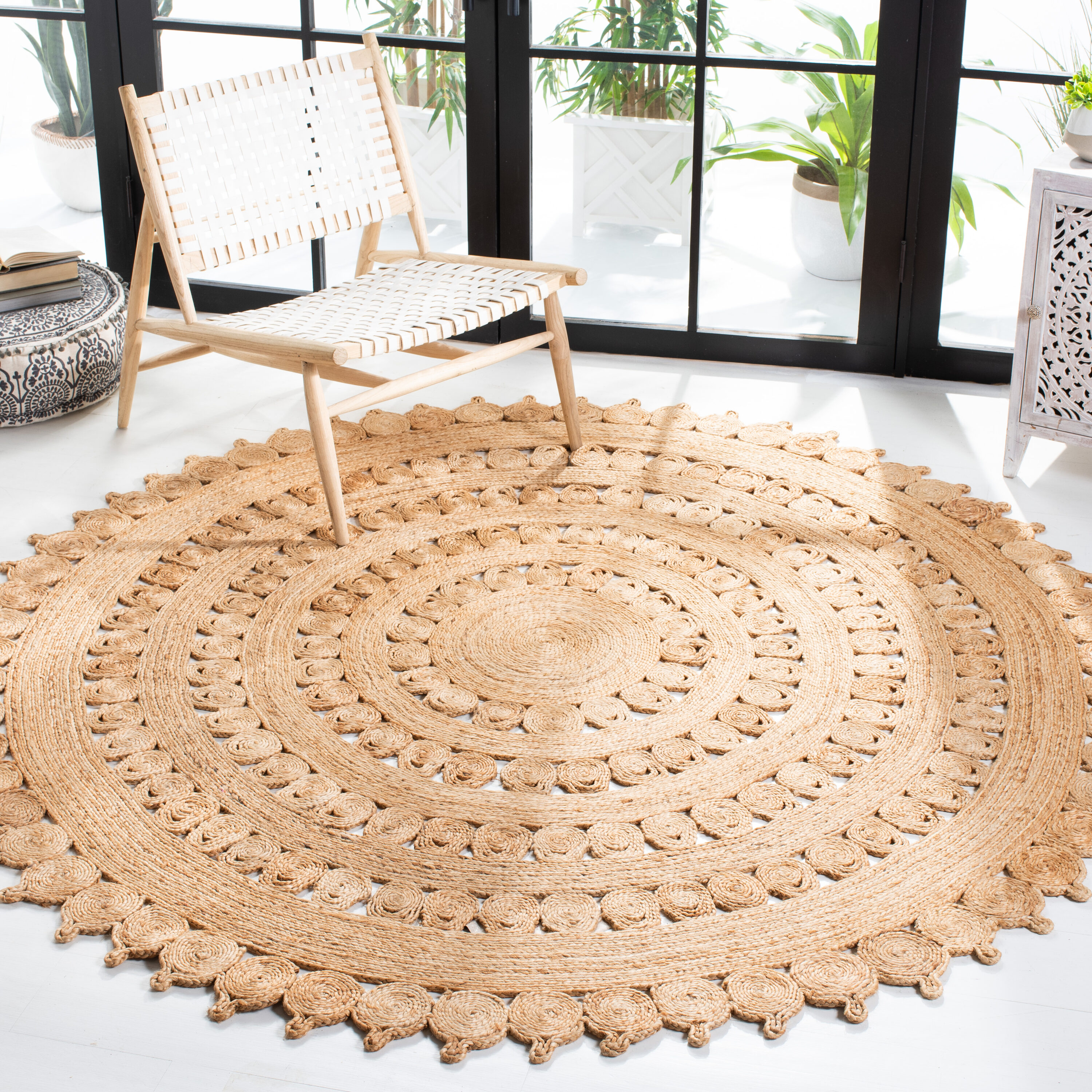  Natural Fiber 162 Natural Bohemian 7ft x 7ft Round Rug