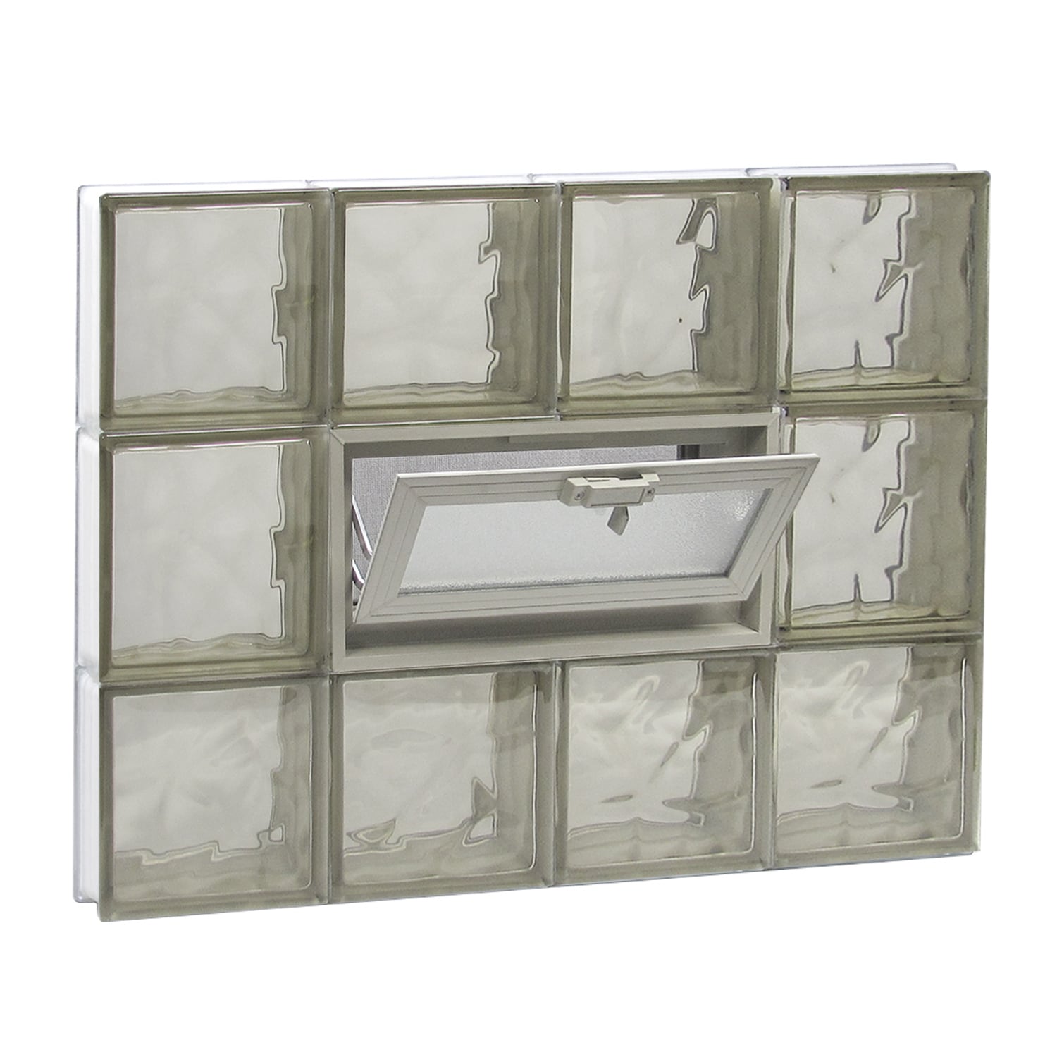 REDI2SET V3224BZ Wavy Bronze Glass 31-in x 23-1/4-in Frameless Replacement Vented Glass Block Window