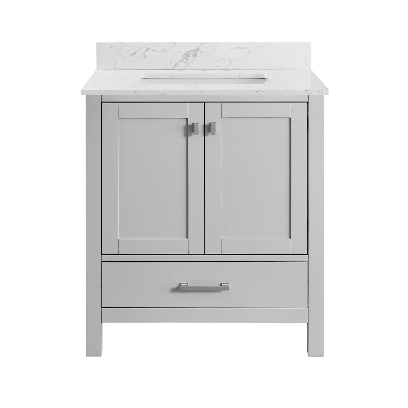 POCCI 30 Inch Solid Wood Bathroom Vanity with Sink Gray Freestanding Storage Cabinet