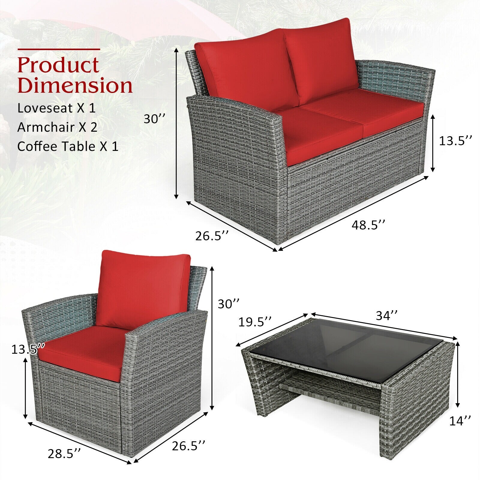 Forclover HBV-841CRE Patio-Conversation-Sets - View #8