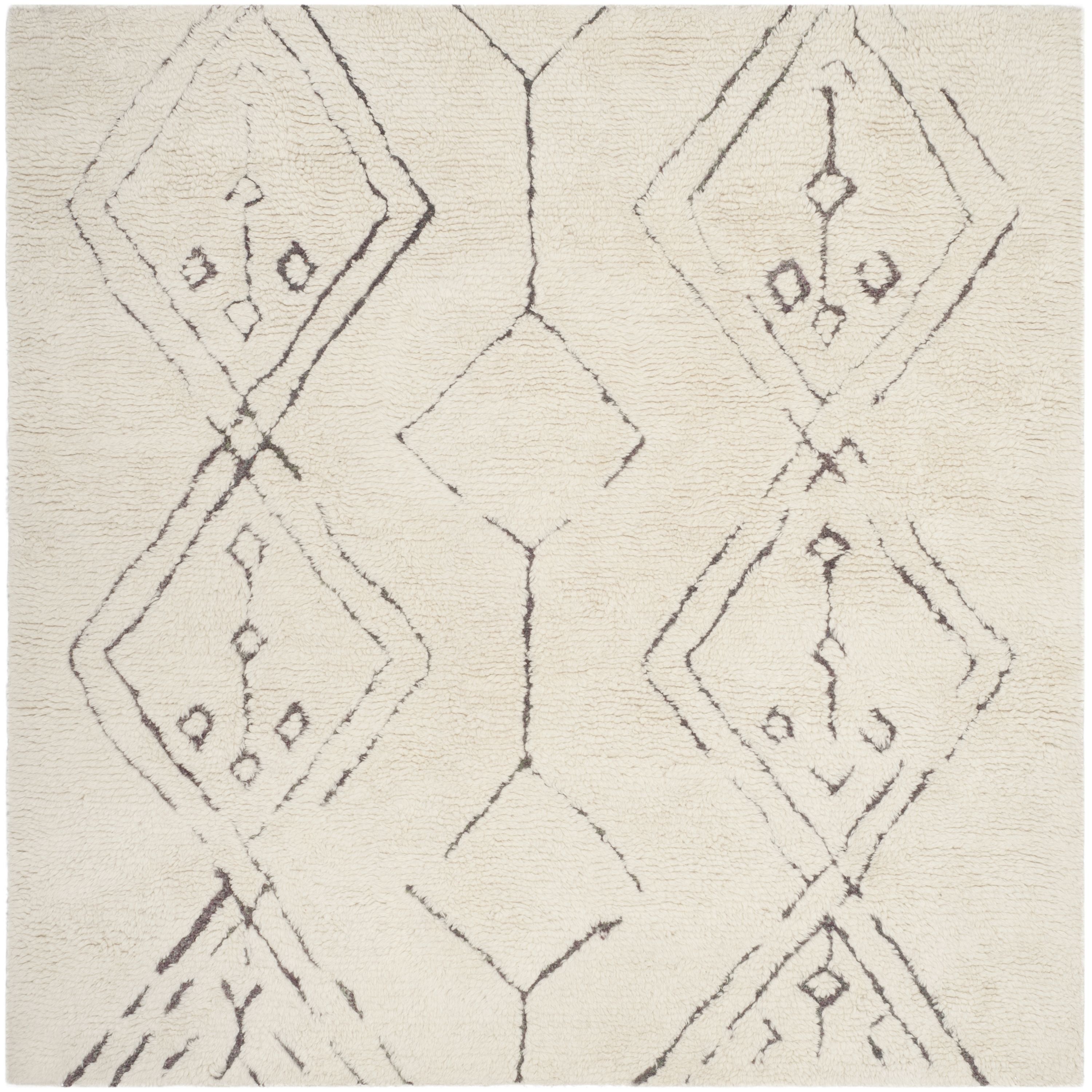 Safavieh CSB212A-6SQ Casablanca Oujda Shag 6 x 6 (ft) Tufted Wool Ivory/Multi Square Indoor Moroccan Area rug