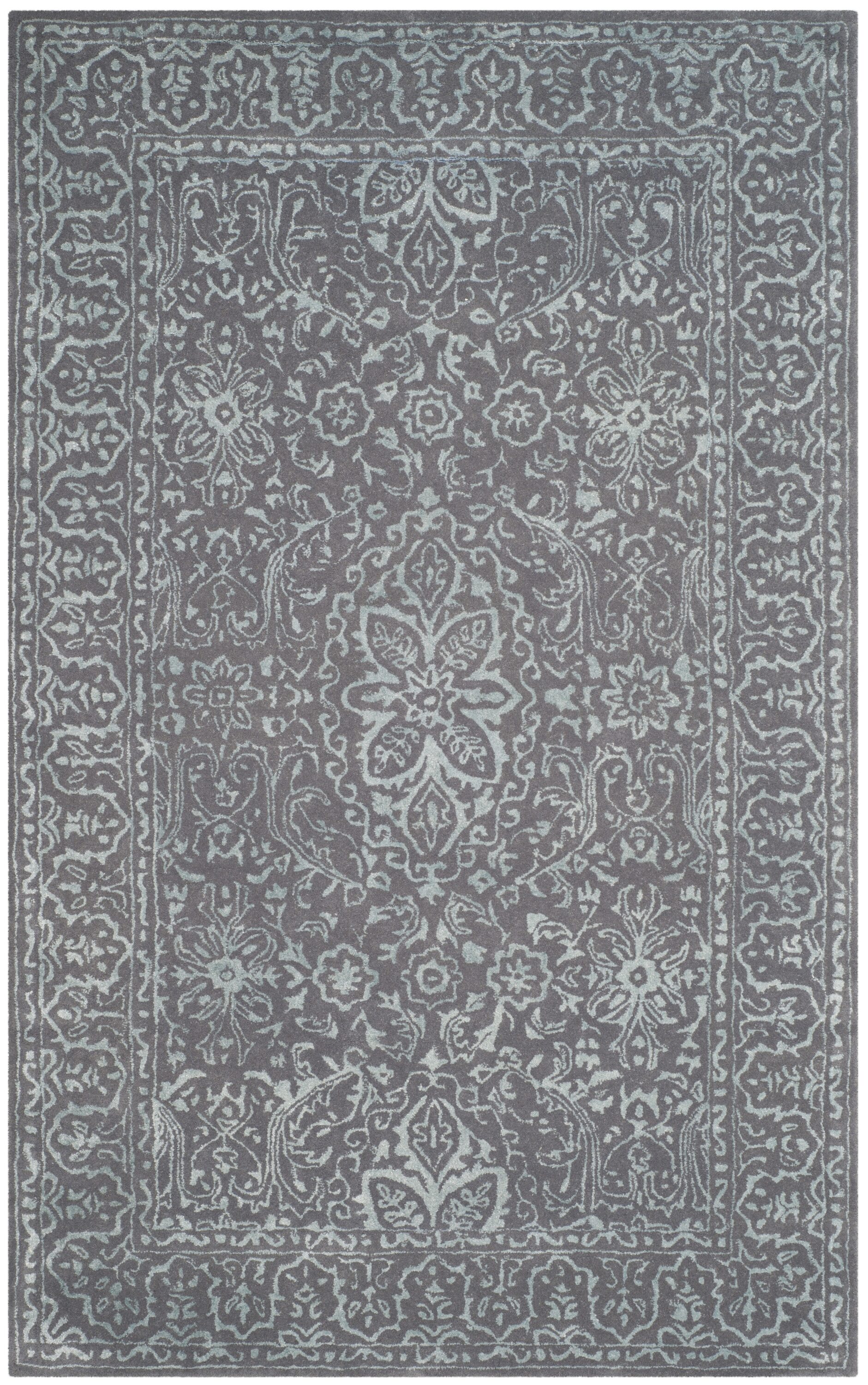 Safavieh GLM516C-6 Glamour Cleo 6 x 9 (ft) Tufted Synthetic Opal/Gray Rectangular Indoor Floral/Botanical Vintage Area rug