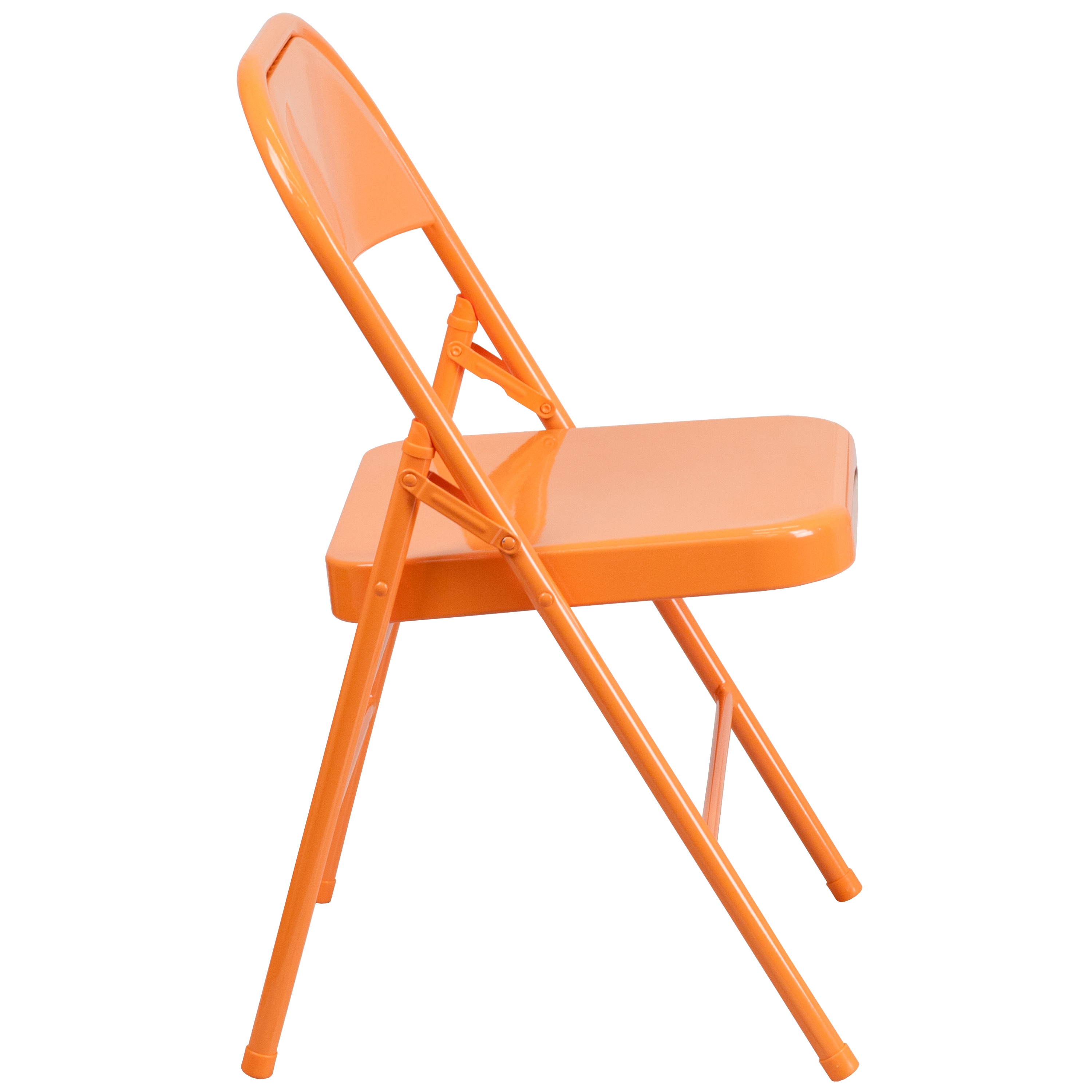 Hercules Colorburst Orange Marmalade Metal Folding Chair 4-Pack