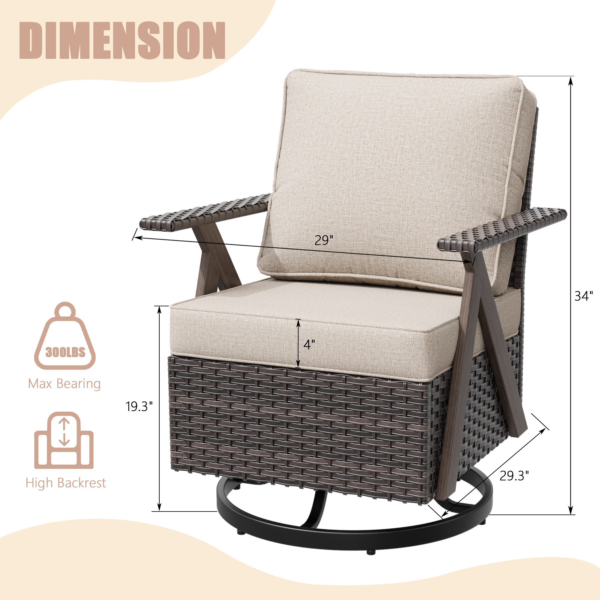 Gardenbee MA07A4-BGE Patio-Chairs - View #3