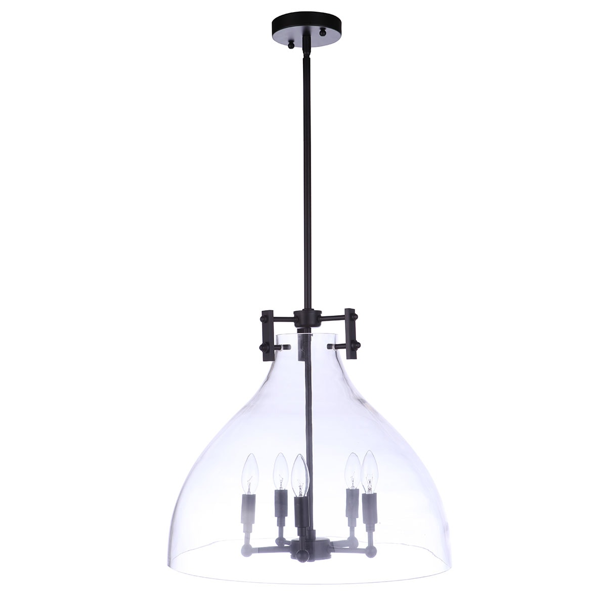 Craftmade 55895-FB Chardonnay 5 -Light Flat Black Transitional Clear glass Bell Medium Hanging Pendant light