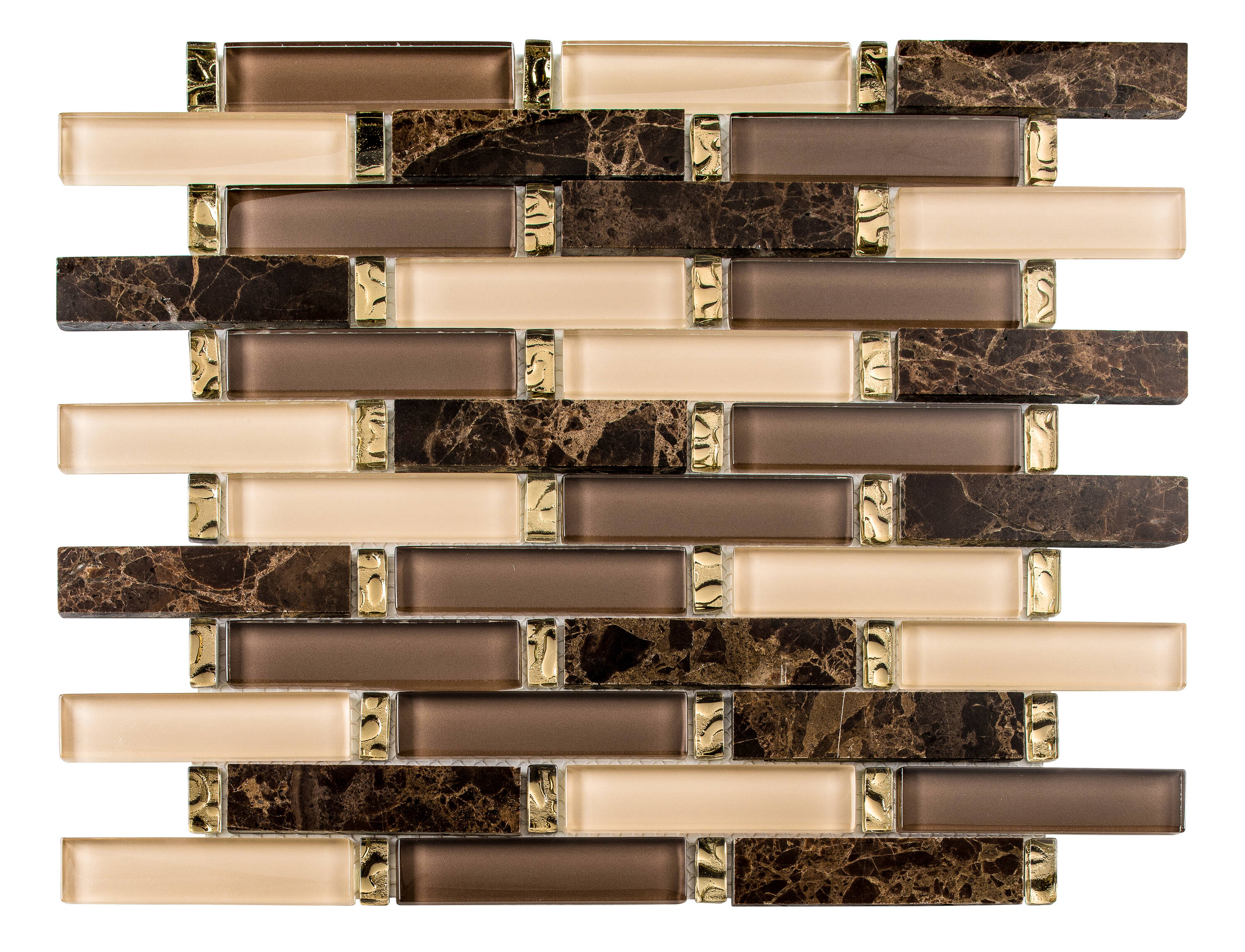 Andova Tiles ANDSAG543 SAGA Adventure 12-in x 13-in Matte Glass/Stone Brick Look Mosaic Floor and Wall Tile (1.08-sq. ft/ Piece)