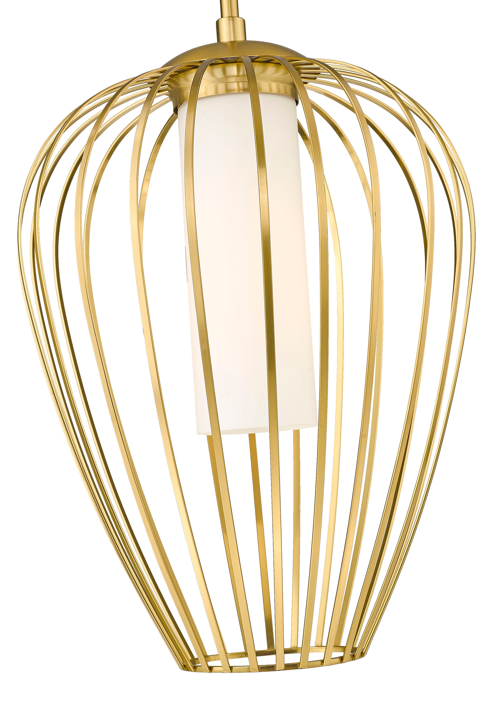 Modern Gold 12" Glass Pendant Light with Opal Shade