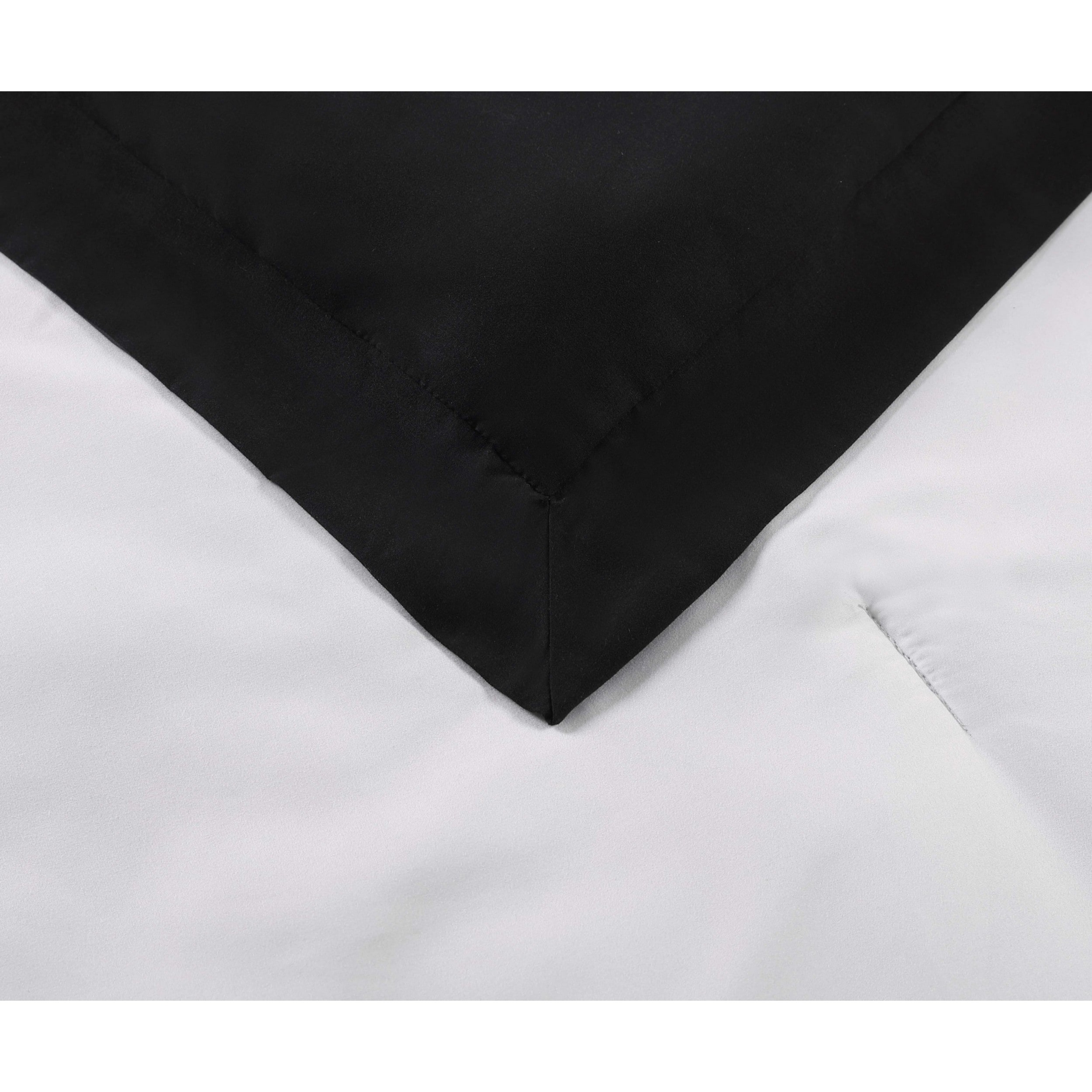 White and Black Microfiber Reversible Full Bed Set