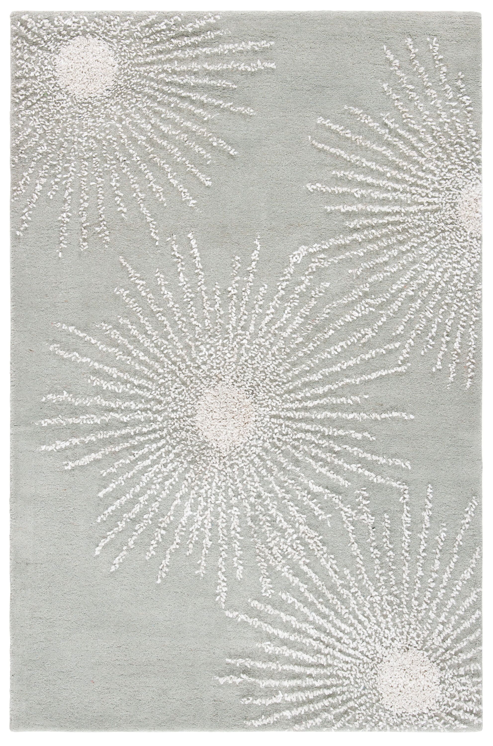 Grey and Ivory Hand-Tufted Wool Area Rug
