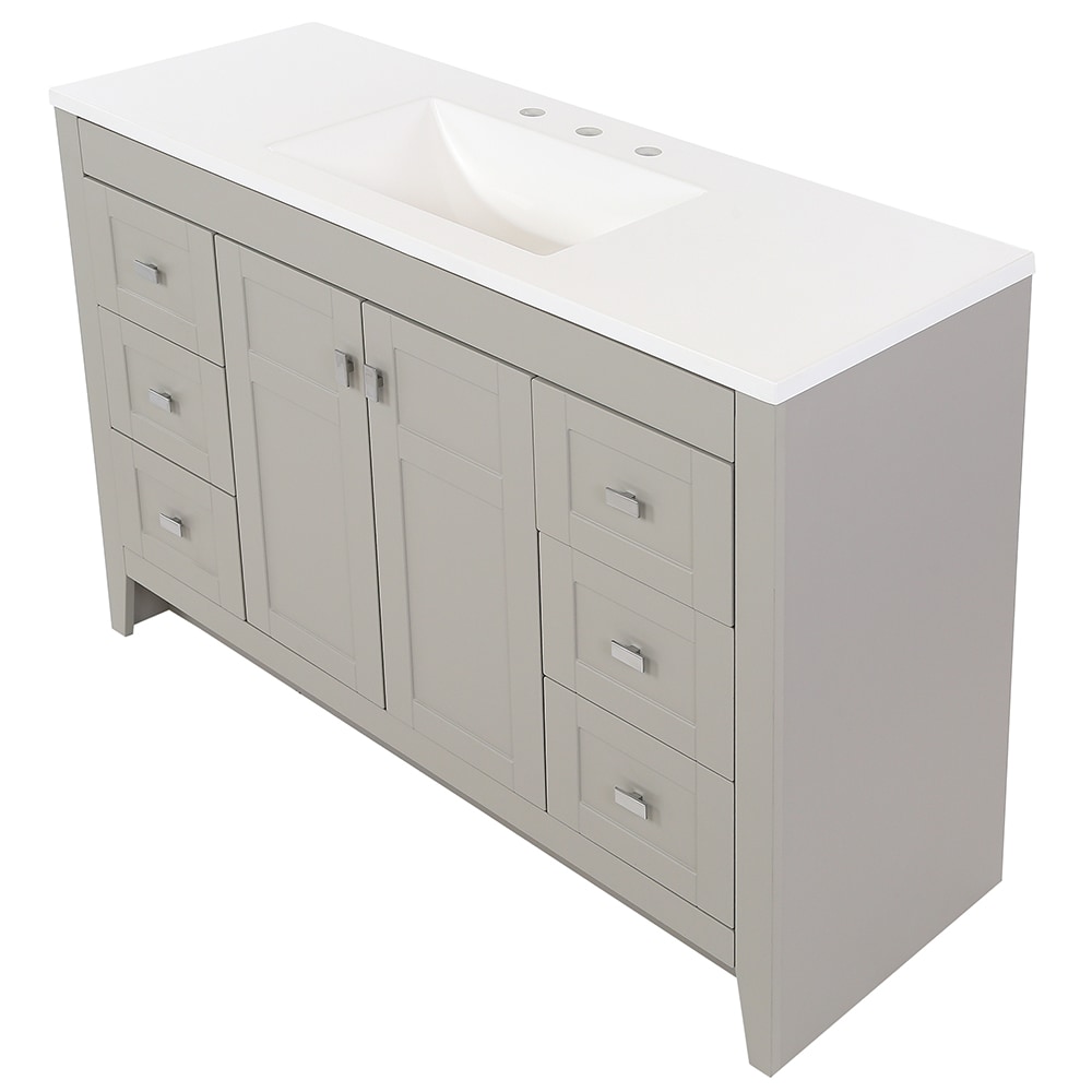 Diamond NOW Brenton 48-in Gray Single Sink Bathroom Vanity with White  Cultured Marble Top in the Bathroom Vanities with Tops department at