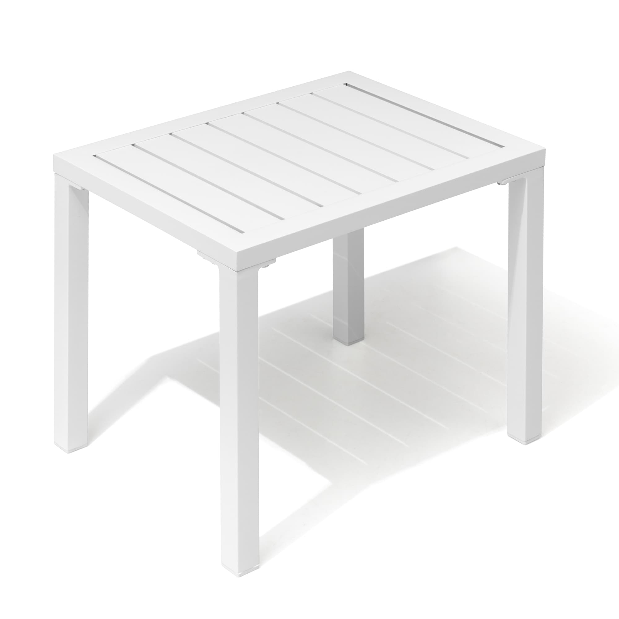 Crestlive Products CL-TB038WHT Patio table Rectangle Outdoor End Table 13.7-in W x 18-in L