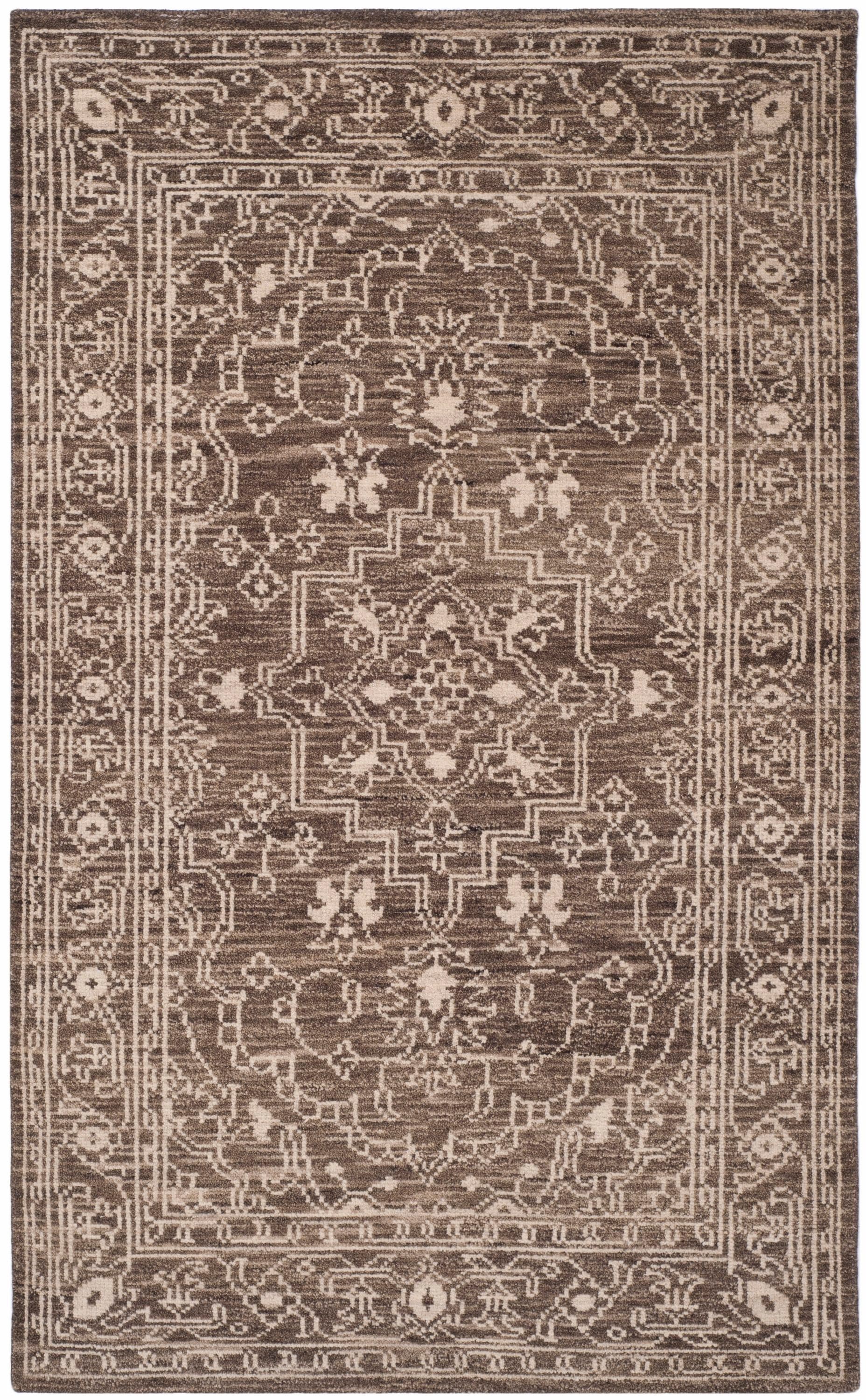 Kenya Brown and Beige Hand-Knotted Wool Area Rug