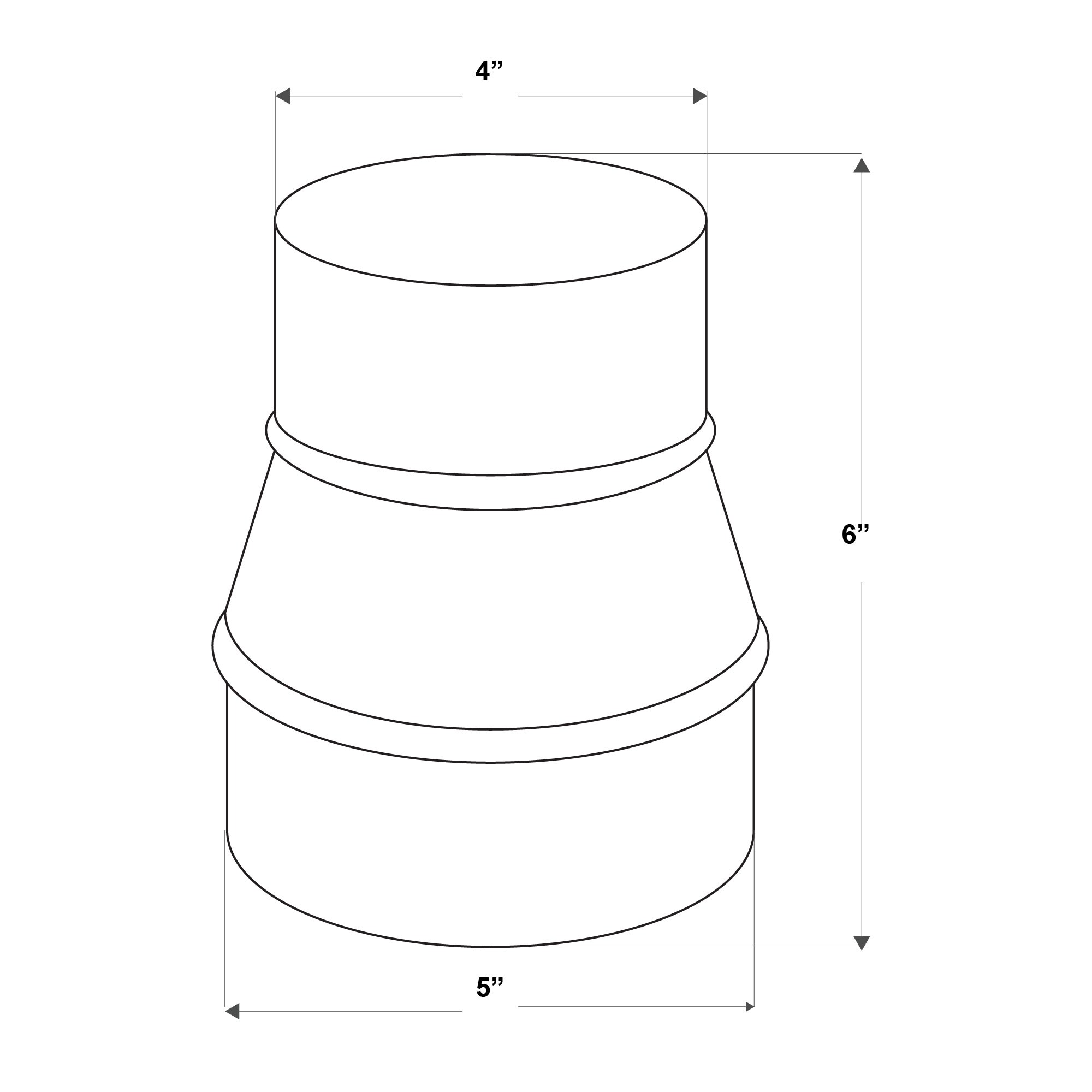 Imperial 5 In X 4 In 30 Gauge Galvanized Steel Round Duct Reducer In