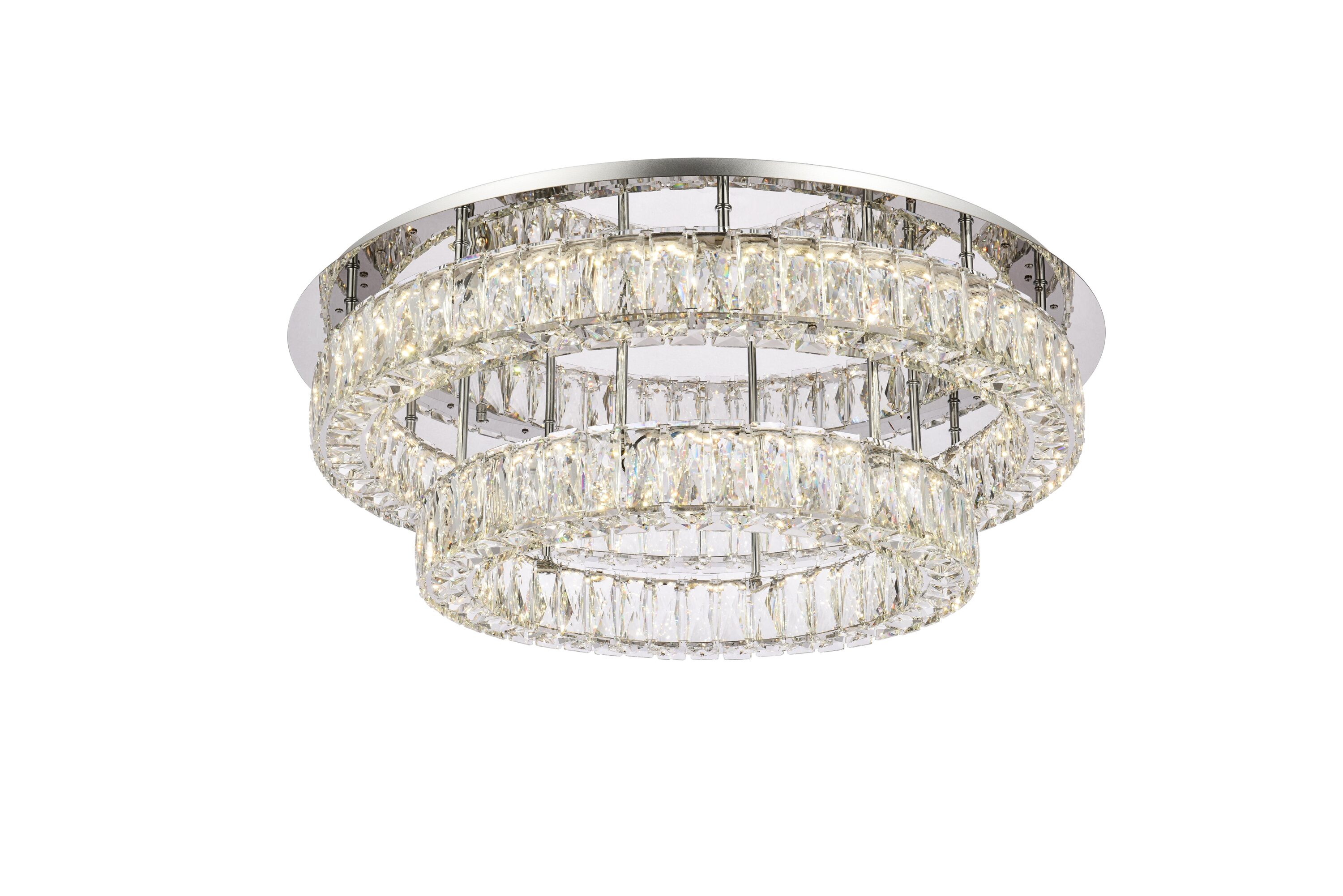 Monroe 22" Chrome LED Flush Mount with Royal Cut Crystals