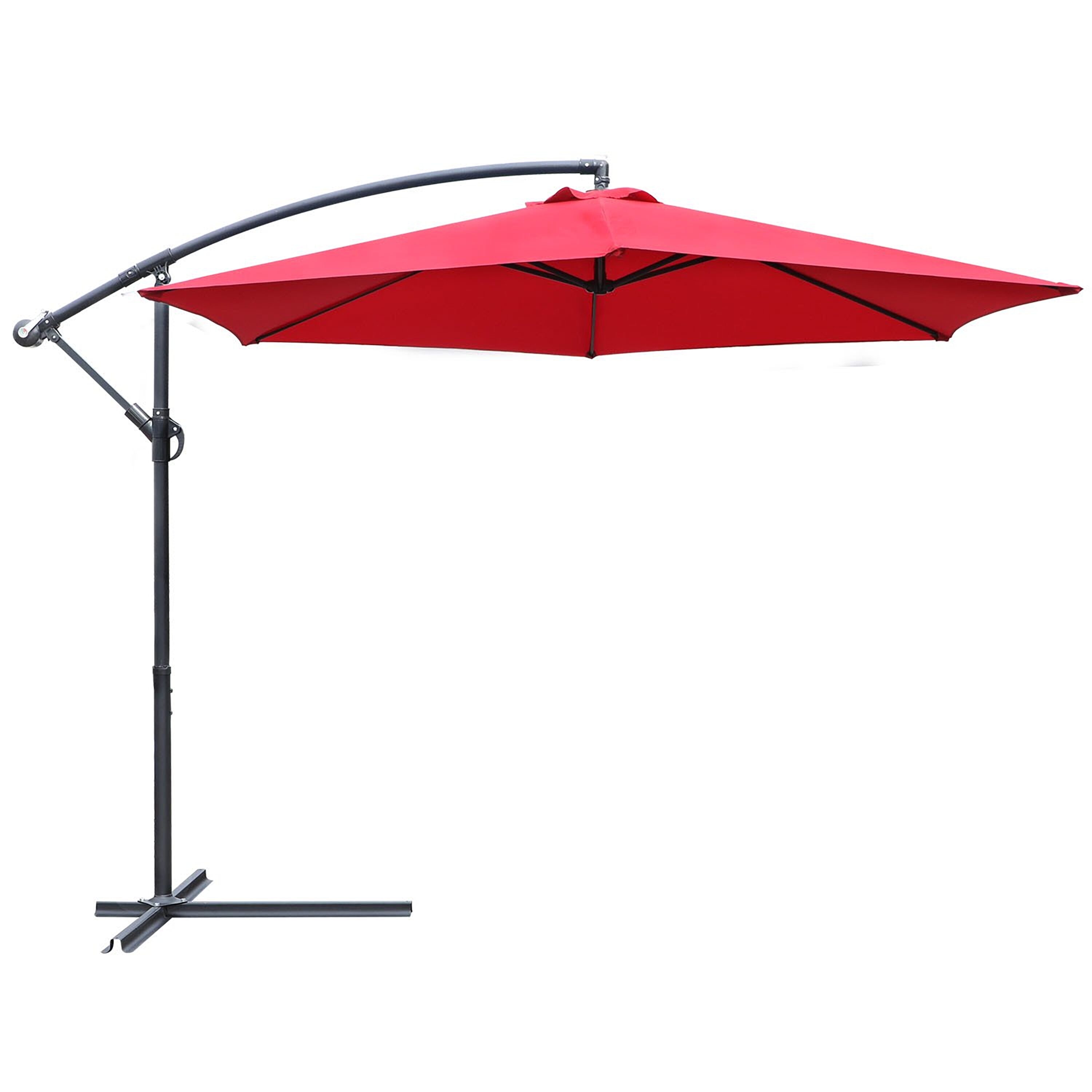 Vineego LS-BUB9331 9.5-ft Steel Red Garden Patio Umbrella with Base