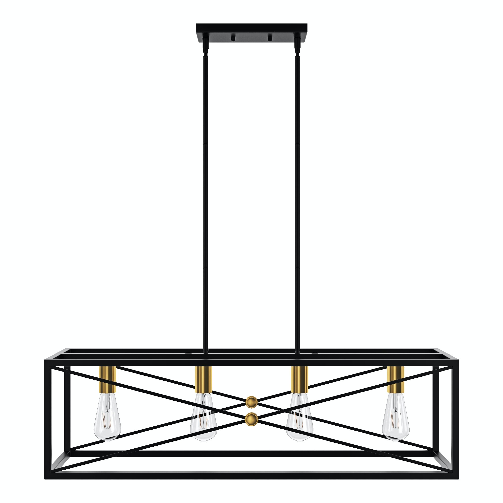 Matte Black Metal 4-Light Kitchen Island Pendant