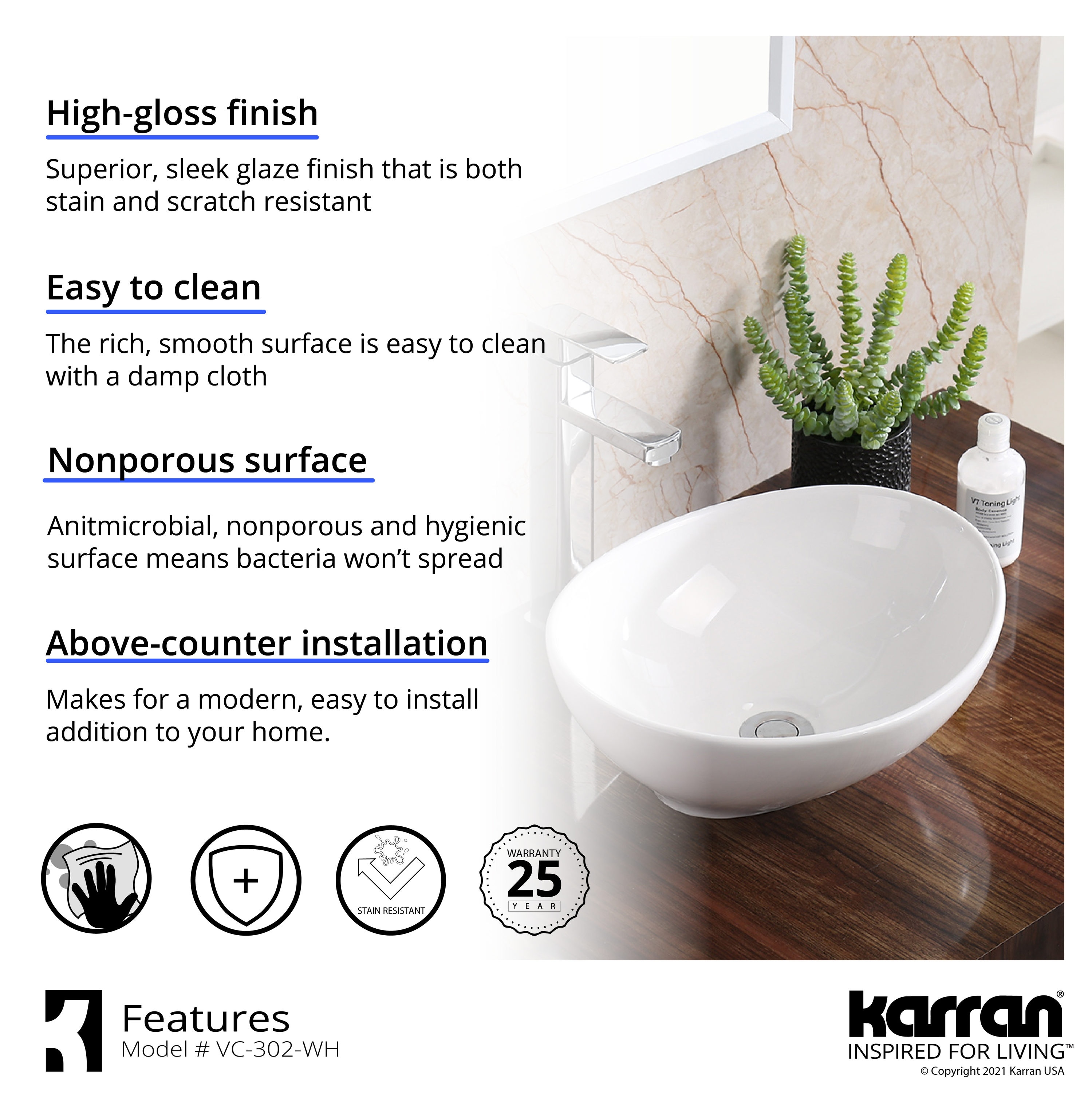 Valera White Ceramic Oval Vessel Bathroom Sink