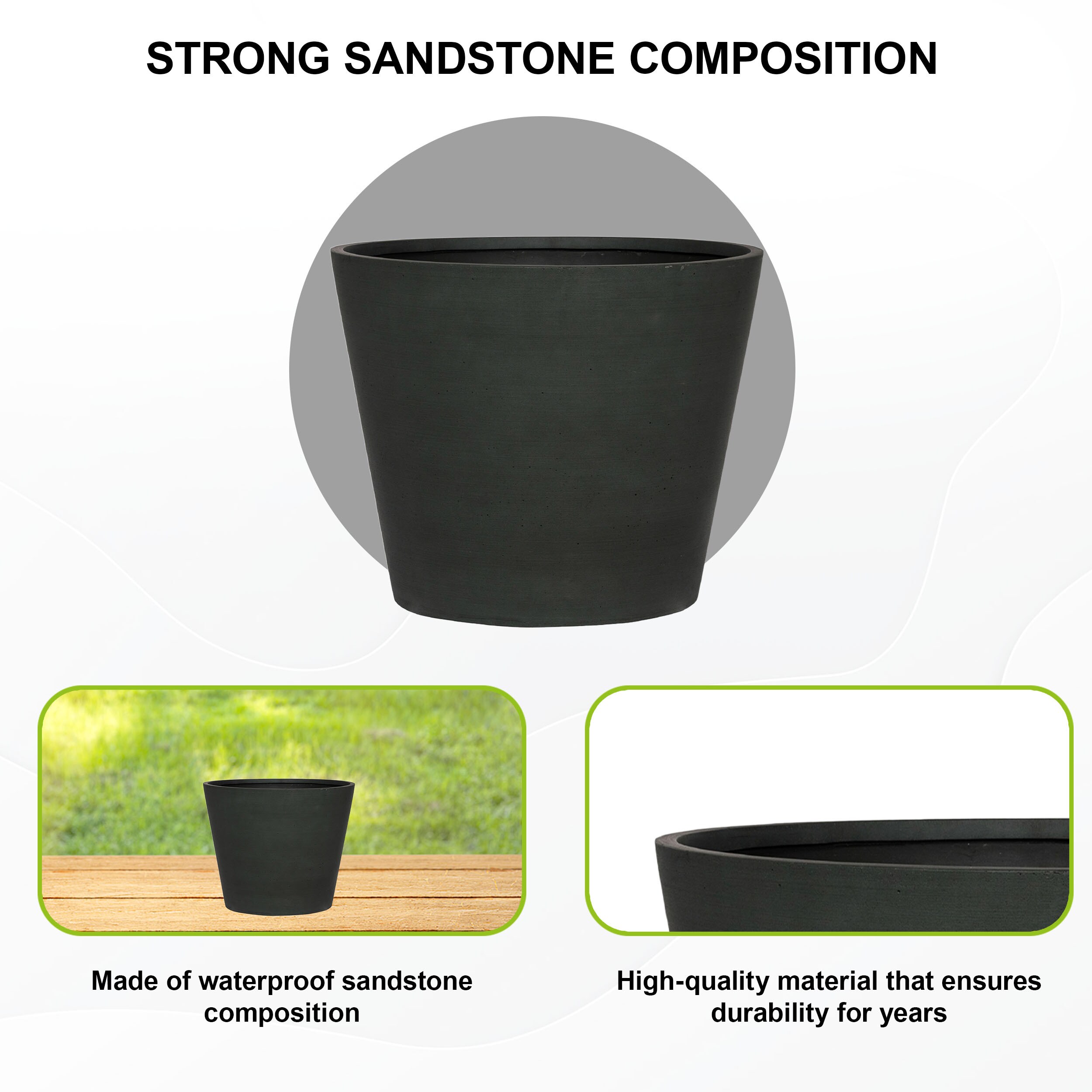 Pottery Pots 19.7-in W x 15.8-in H Pine Green Stone Contemporary/Modern ...