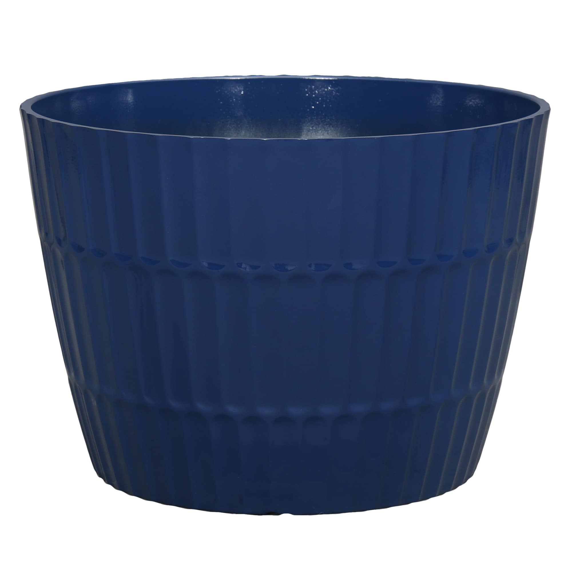 Style Selections PLG1714PBG Round 12.72-in W x 9.45-in H x 12.72-in D Blue Resin Contemporary/Modern Indoor/Outdoor Planter